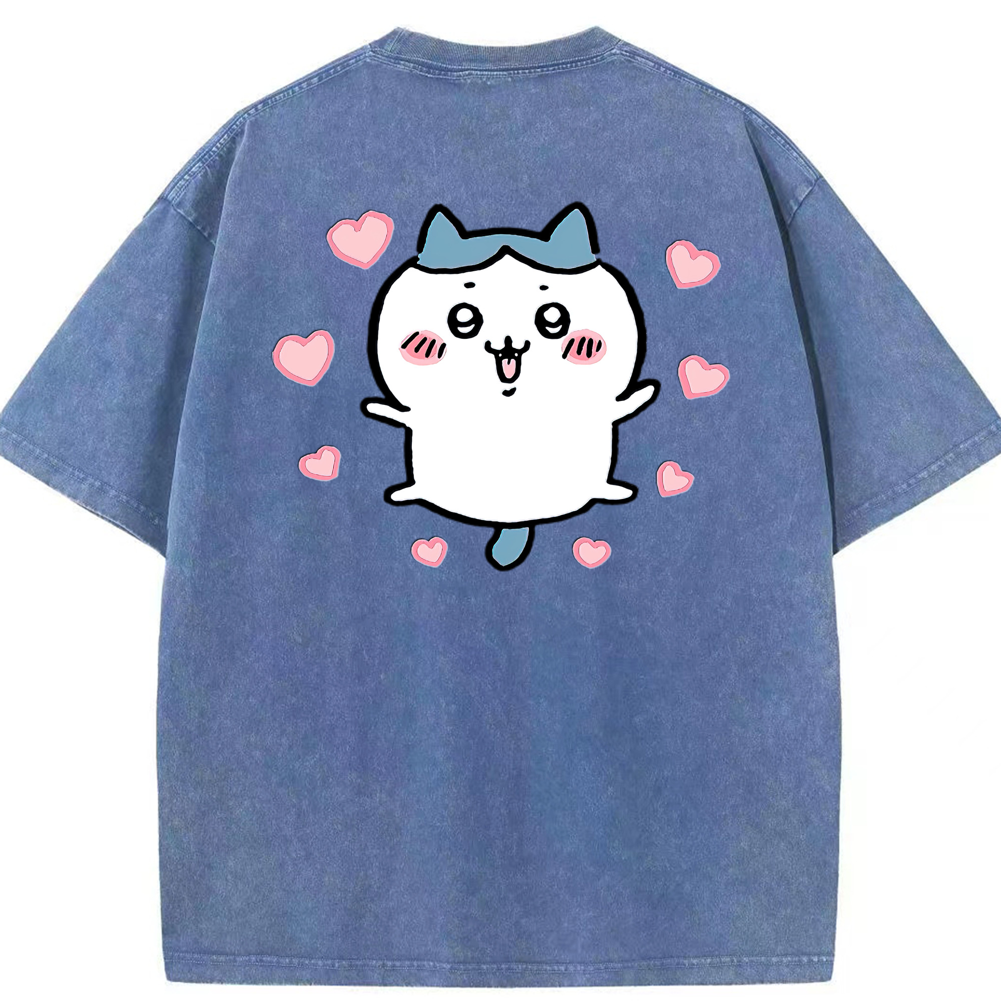 （画像用） ちいかわ ハチワレ Chii-kawa hachiware 綿100% ヴィンテージ風 半袖Tシャツ（背面プリント）