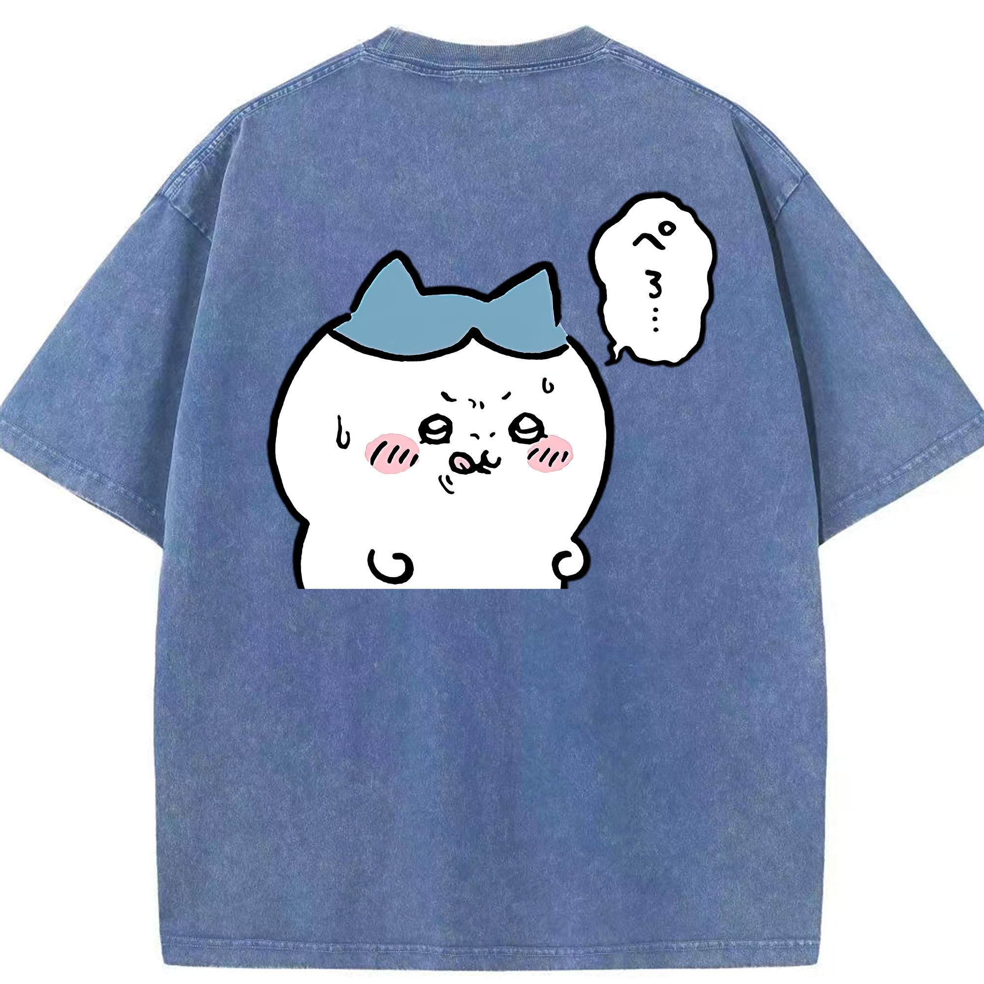 （画像用） ちいかわ ハチワレ Chii-kawa hachiware 綿100% ヴィンテージ風 半袖Tシャツ（背面プリント）