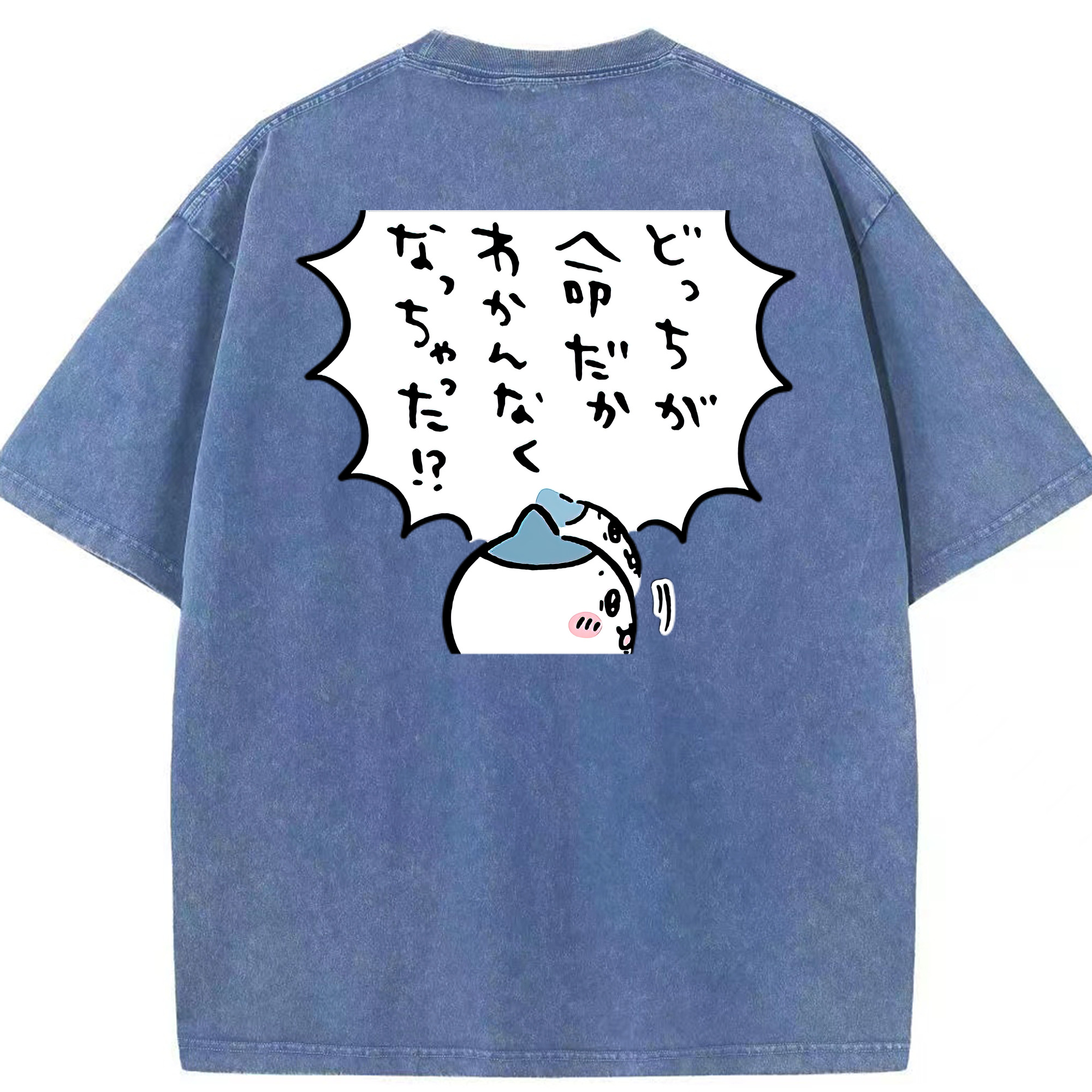 （画像用） ちいかわ ハチワレ Chii-kawa hachiware 綿100% ヴィンテージ風 半袖Tシャツ（背面プリント）