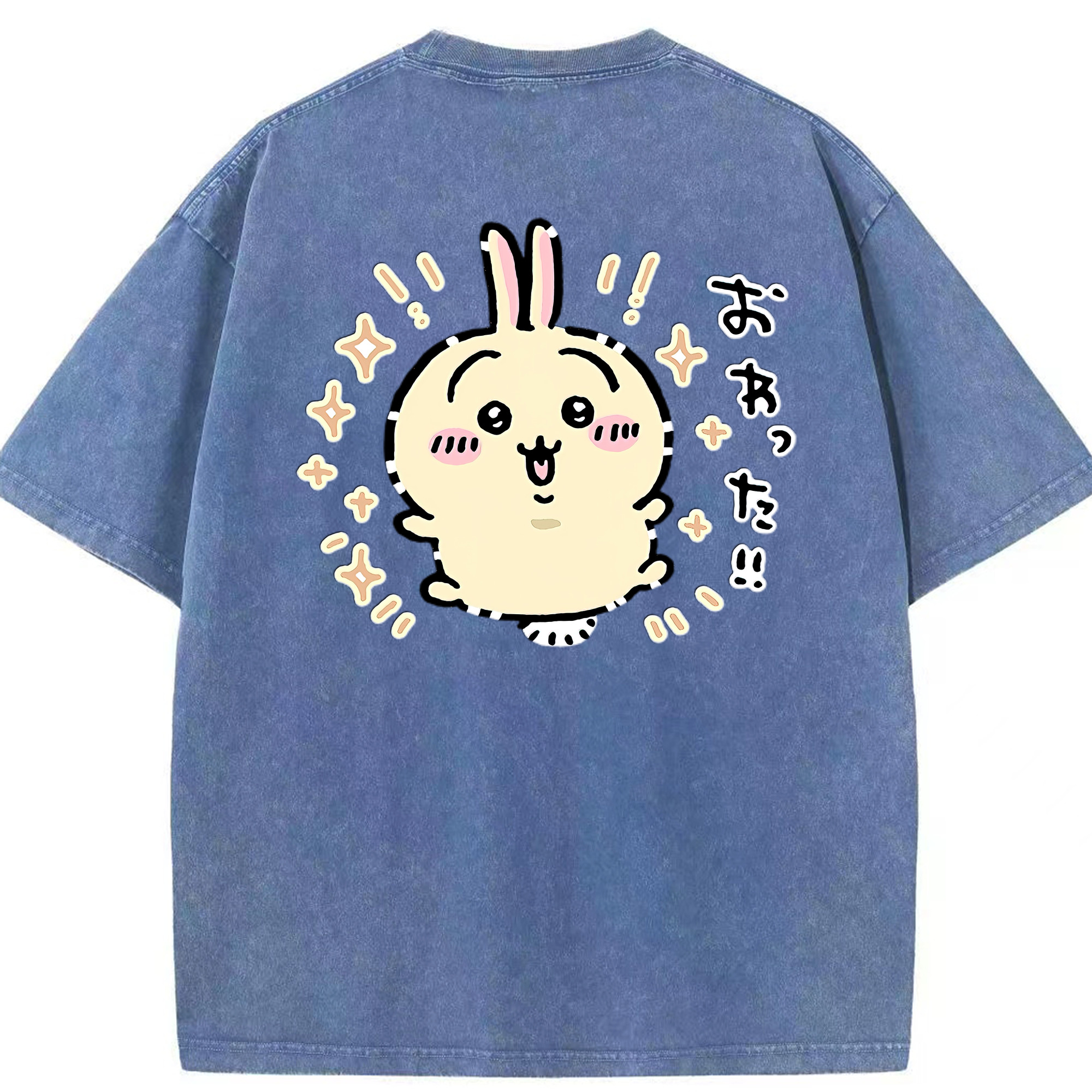 （画像用） ちいかわ うさぎ Chii-kawa usagi 綿100% ヴィンテージ風 半袖Tシャツ（背面プリント）