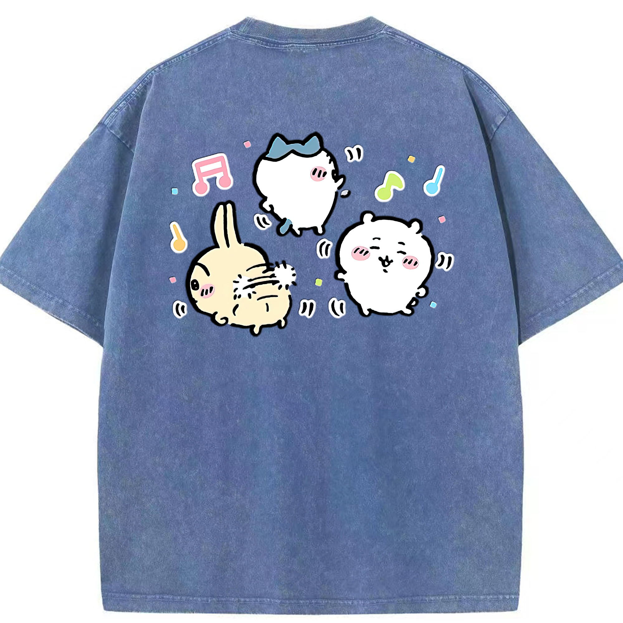 （画像用） ちいかわ うさぎ Chii-kawa usagi 綿100% ヴィンテージ風 半袖Tシャツ（背面プリント）