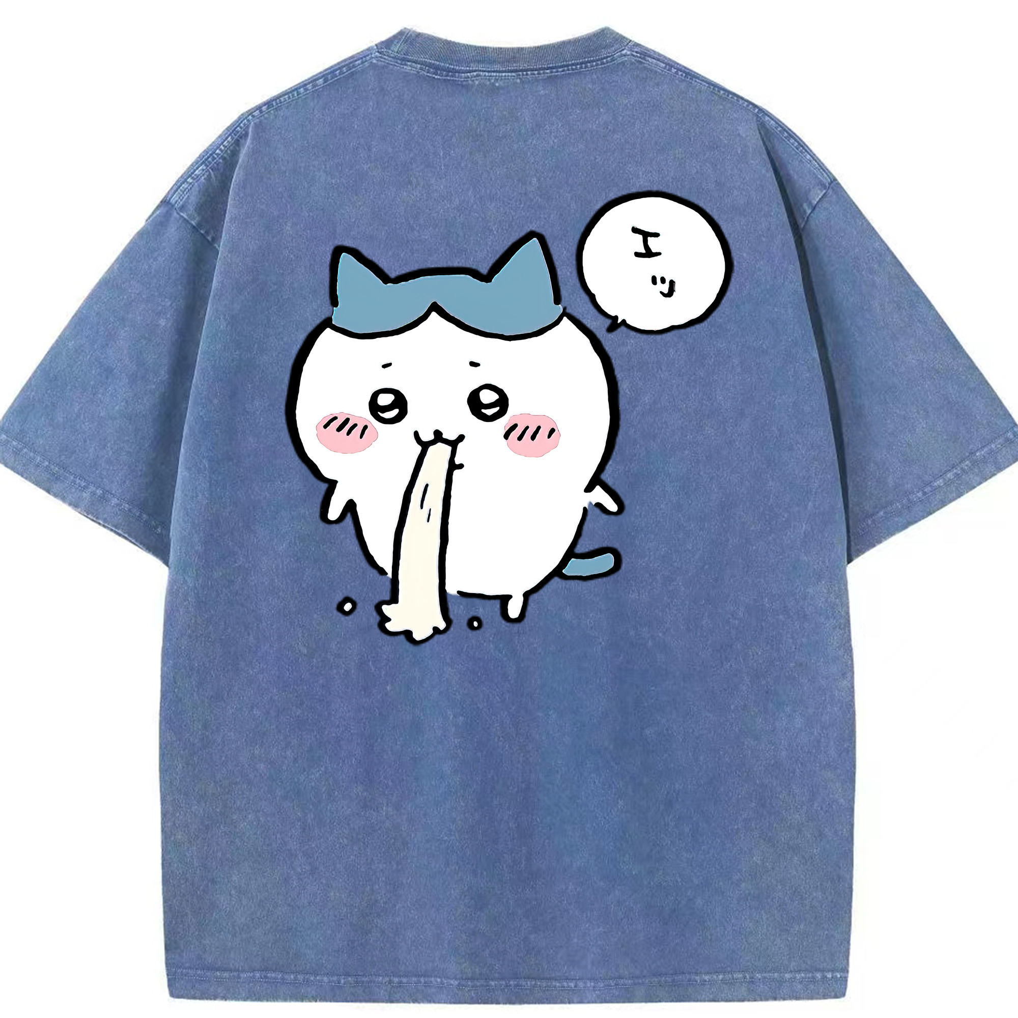 （画像用） ちいかわ ハチワレ Chii-kawa hachiware 綿100% ヴィンテージ風 半袖Tシャツ（背面プリント）