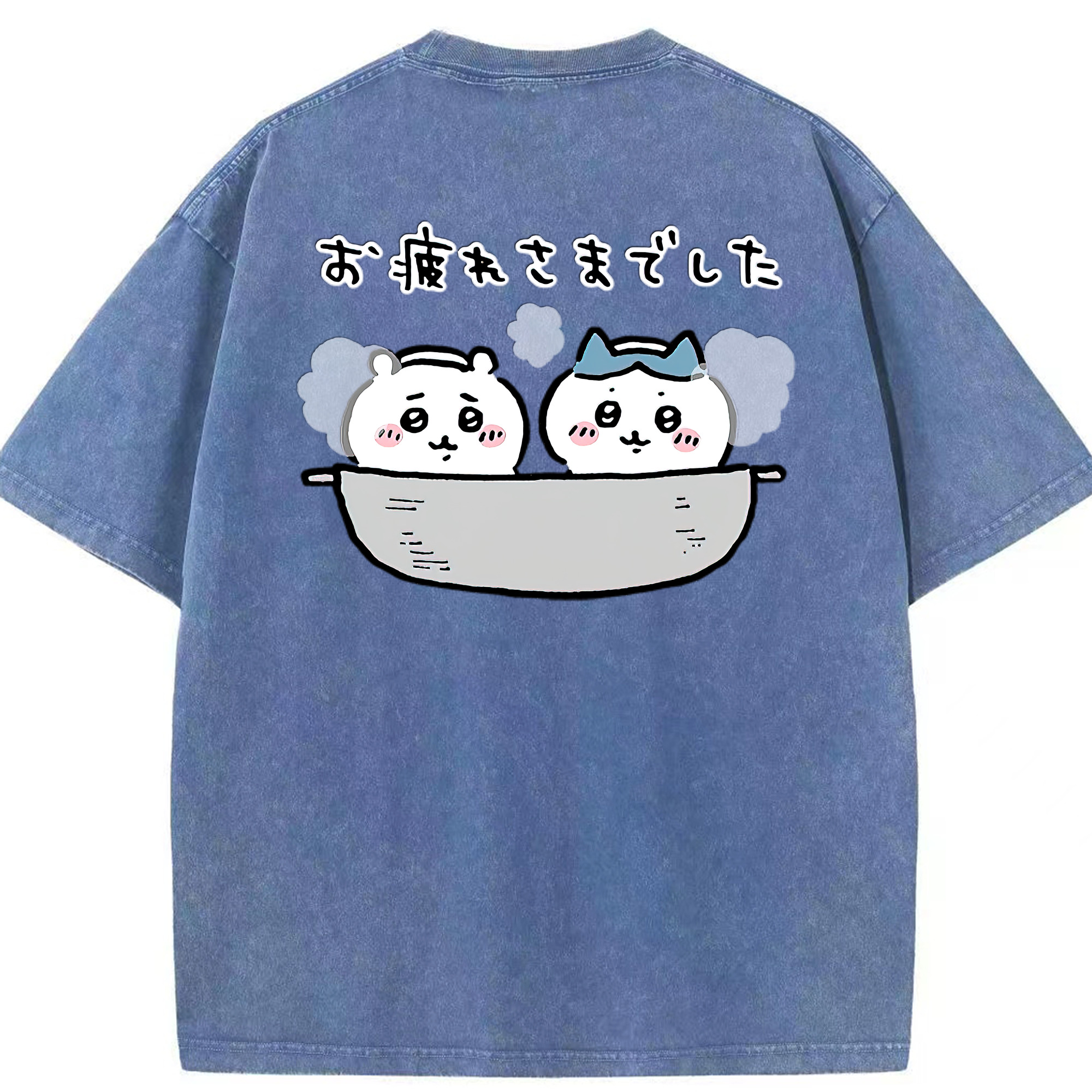 （画像用） ちいかわ ハチワレ Chii-kawa hachiware 綿100% ヴィンテージ風 半袖Tシャツ（背面プリント）