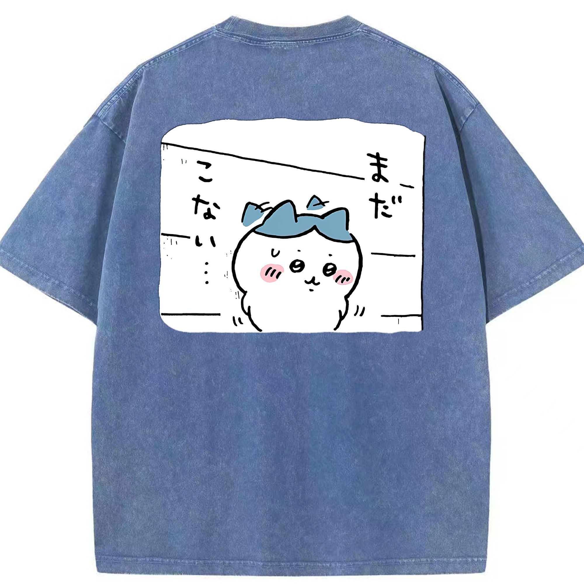 （画像用） ちいかわ ハチワレ Chii-kawa hachiware 綿100% ヴィンテージ風 半袖Tシャツ（背面プリント）