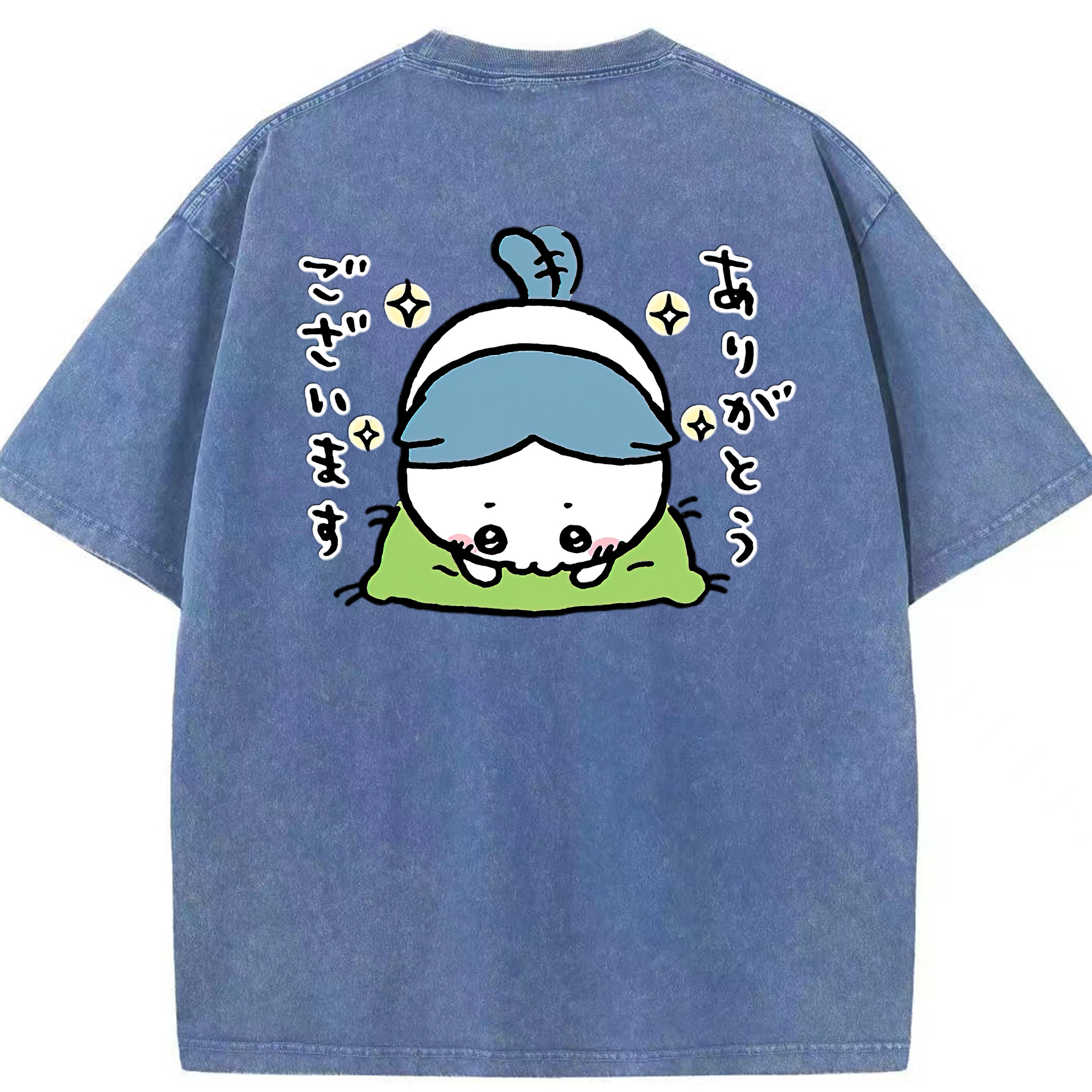 （画像用） ちいかわ ハチワレ Chii-kawa hachiware 綿100% ヴィンテージ風 半袖Tシャツ（背面プリント）