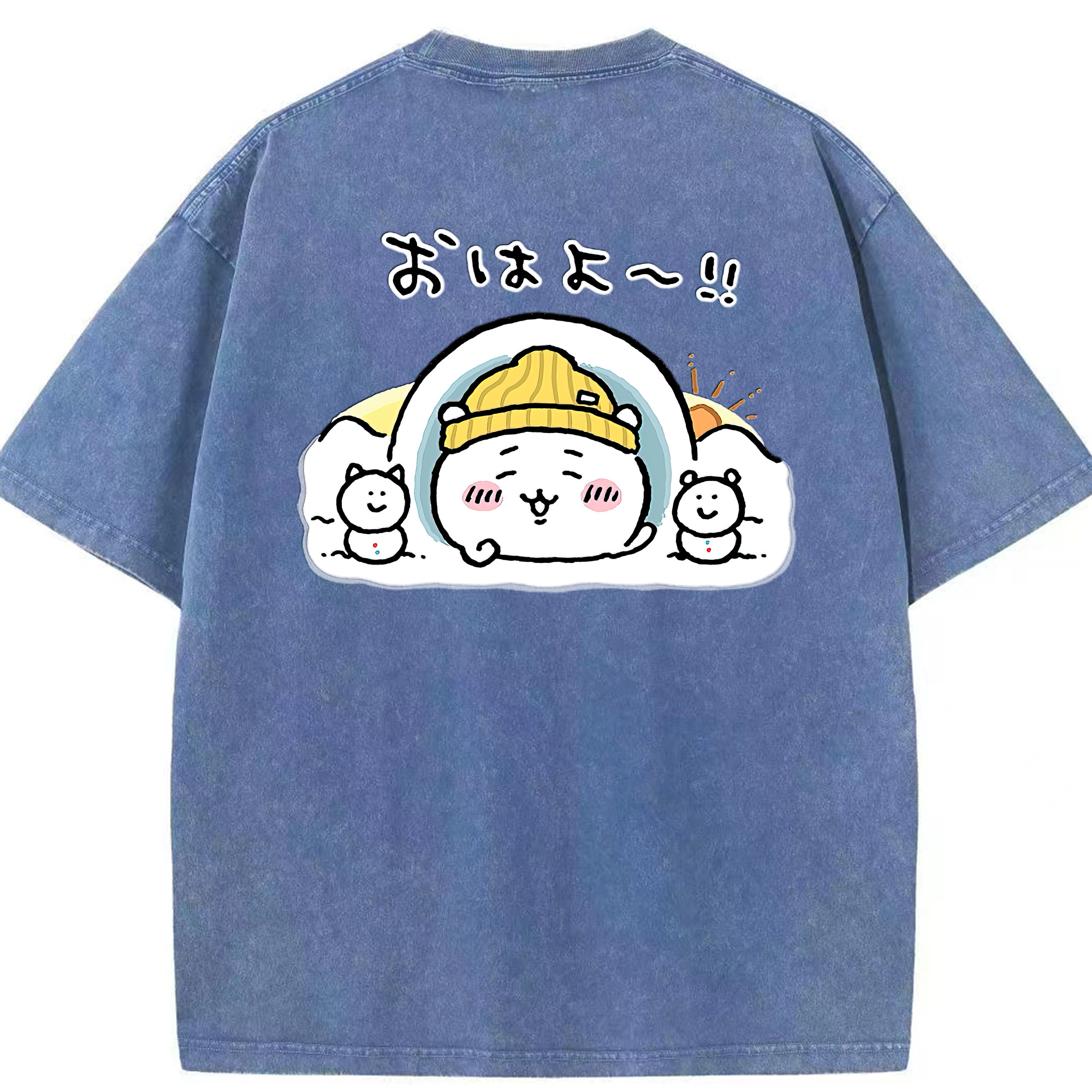 （画像用） ちいかわ ちいかわ Chii-kawa chiikawa 綿100% ヴィンテージ風 半袖Tシャツ（背面プリント）