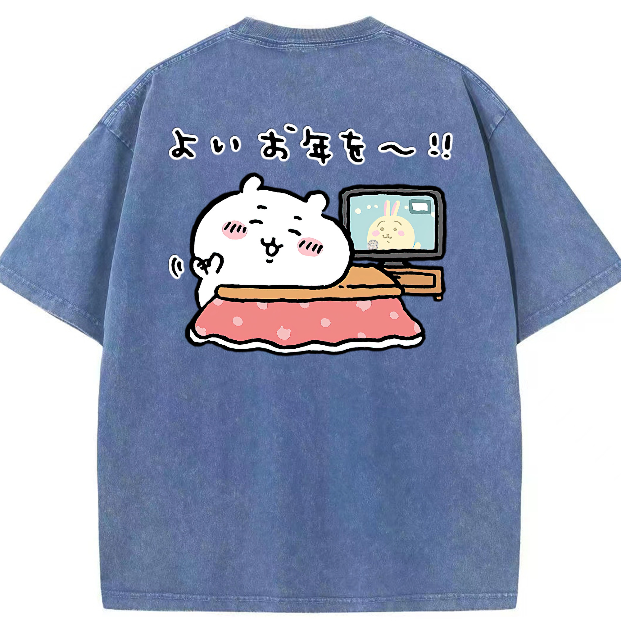 （画像用） ちいかわ ちいかわ Chii-kawa chiikawa 綿100% ヴィンテージ風 半袖Tシャツ（背面プリント）
