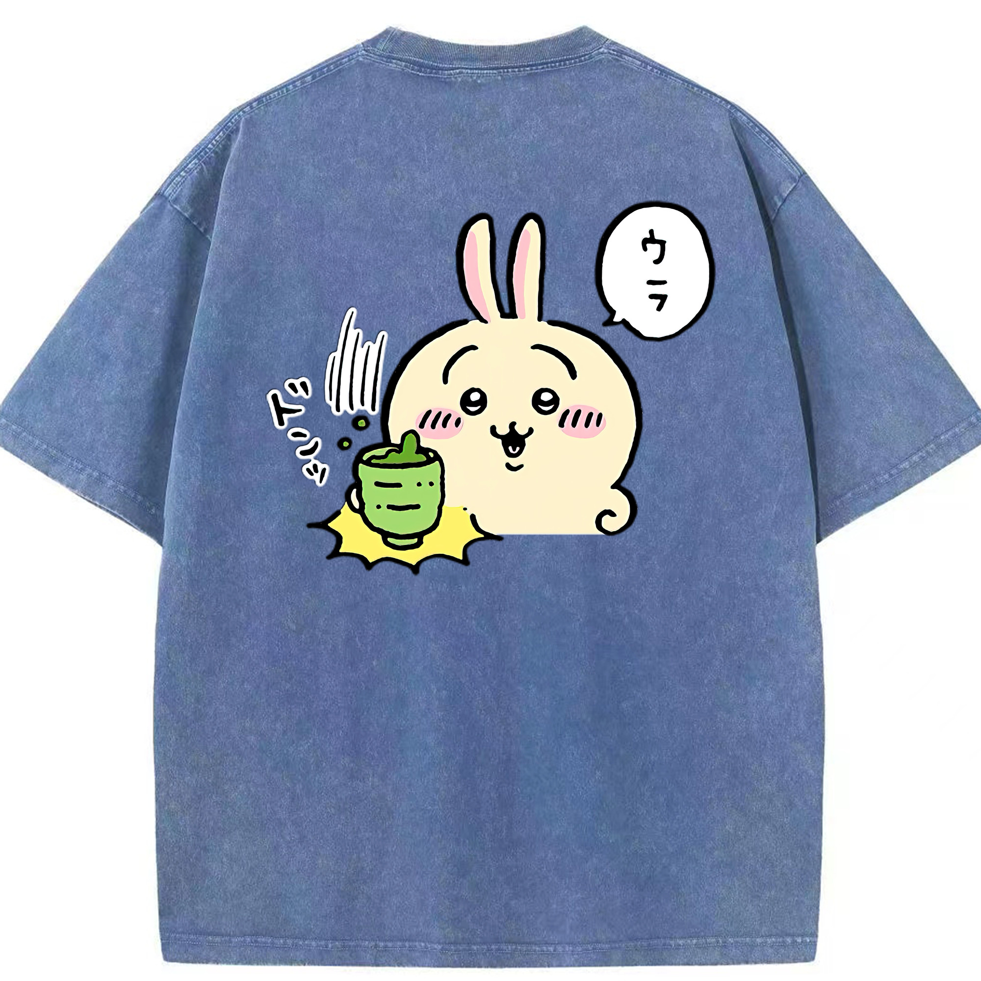 （画像用） ちいかわ うさぎ Chii-kawa usagi 綿100% ヴィンテージ風 半袖Tシャツ（背面プリント）