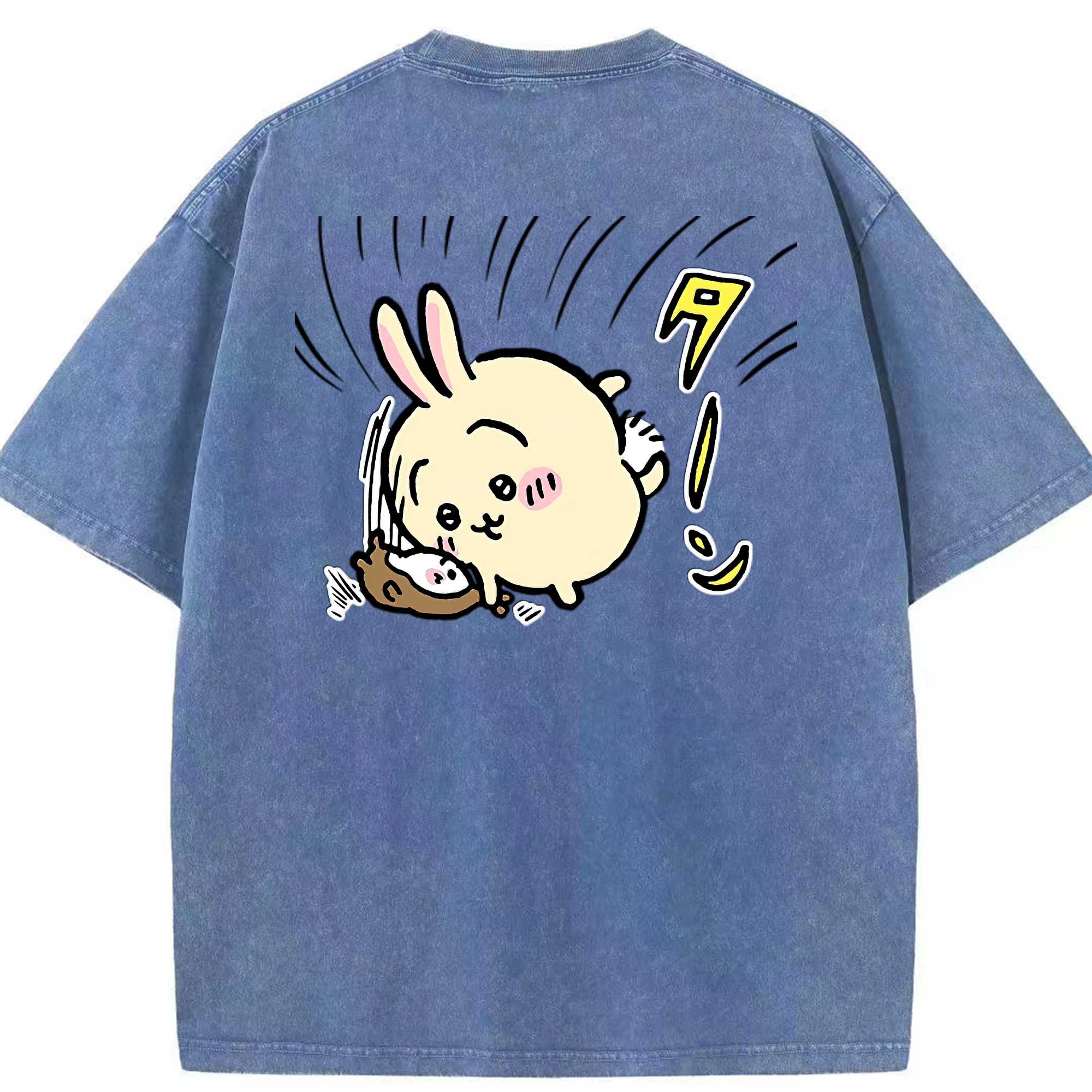 （画像用） ちいかわ うさぎ Chii-kawa usagi 綿100% ヴィンテージ風 半袖Tシャツ（背面プリント）