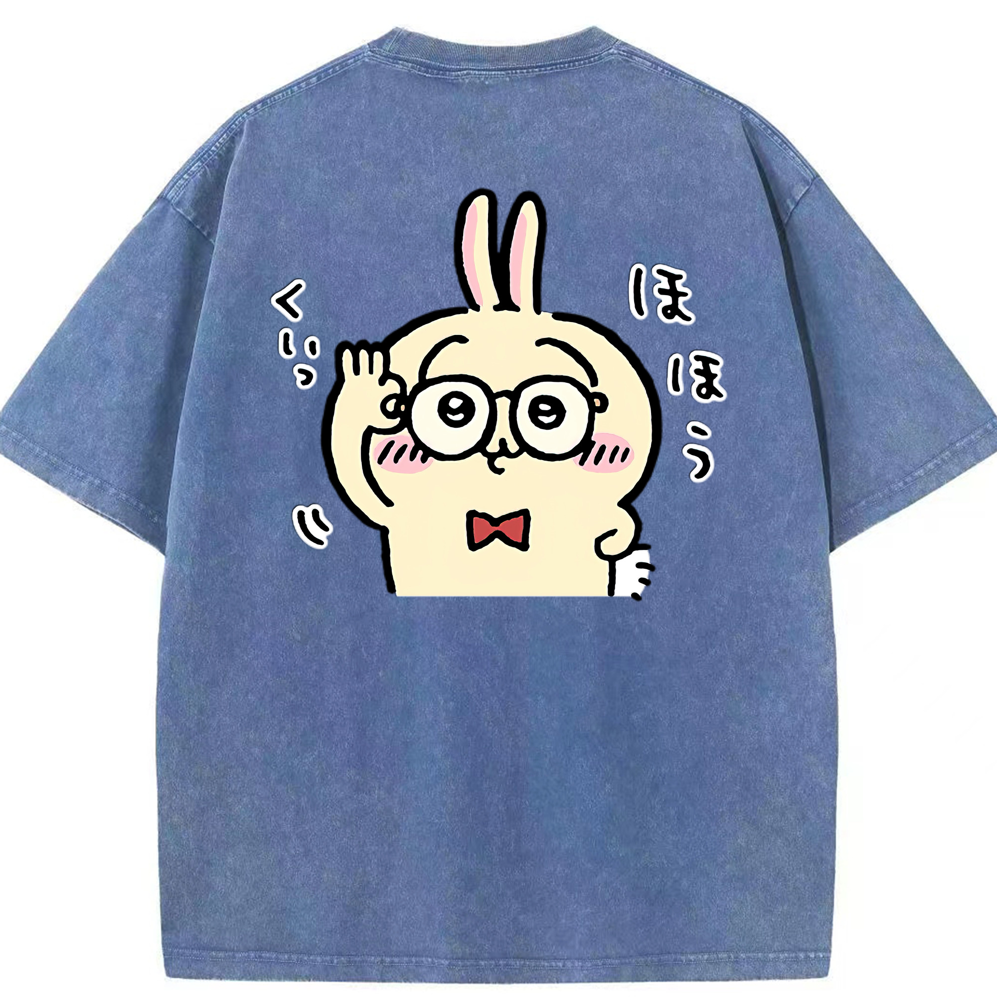 （画像用） ちいかわ うさぎ Chii-kawa usagi 綿100% ヴィンテージ風 半袖Tシャツ（背面プリント）
