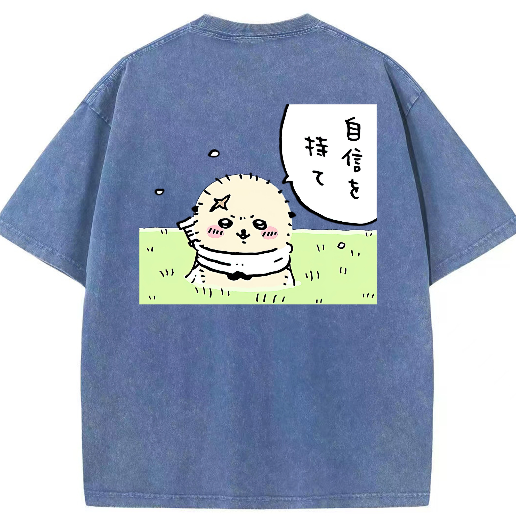 （画像用） ちいかわ ラッコ Chii-kawa Sea otter 綿100% ヴィンテージ風 半袖Tシャツ（背面プリント）