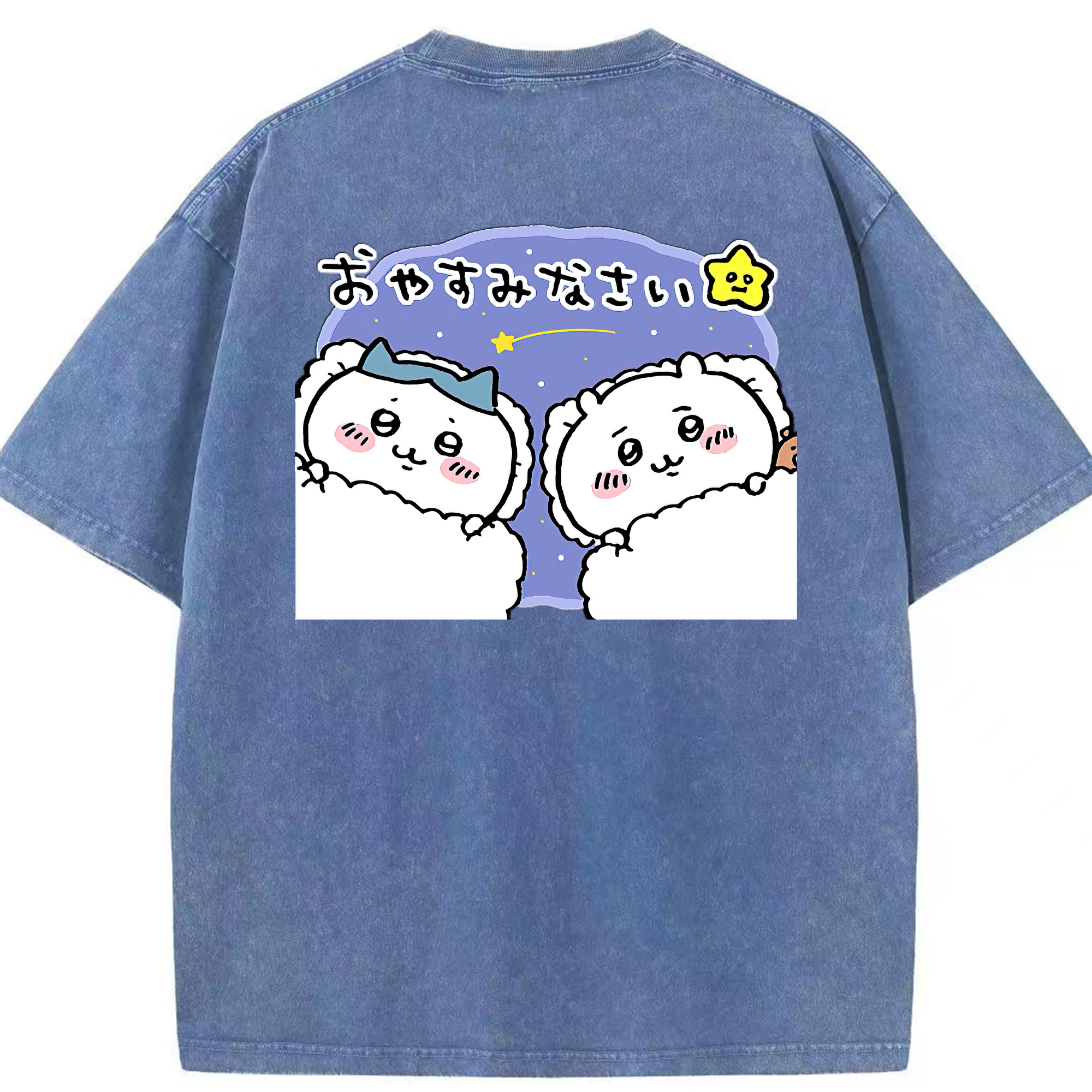 （画像用） ちいかわ ハチワレ Chii-kawa hachiware 綿100% ヴィンテージ風 半袖Tシャツ（背面プリント）