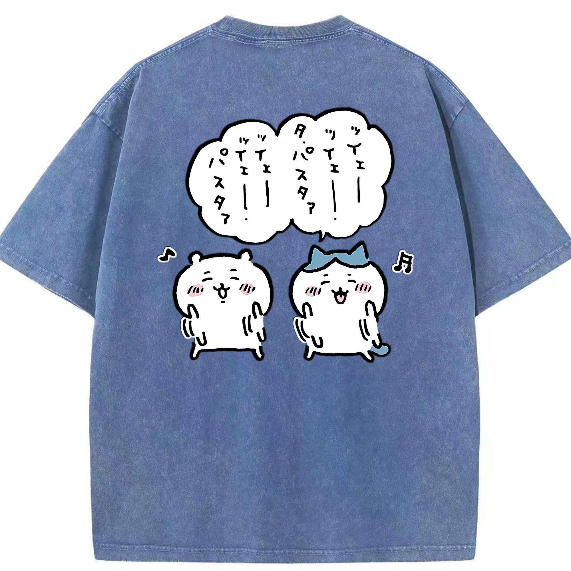 （画像用） ちいかわ ハチワレ Chii-kawa hachiware 綿100% ヴィンテージ風 半袖Tシャツ（背面プリント）