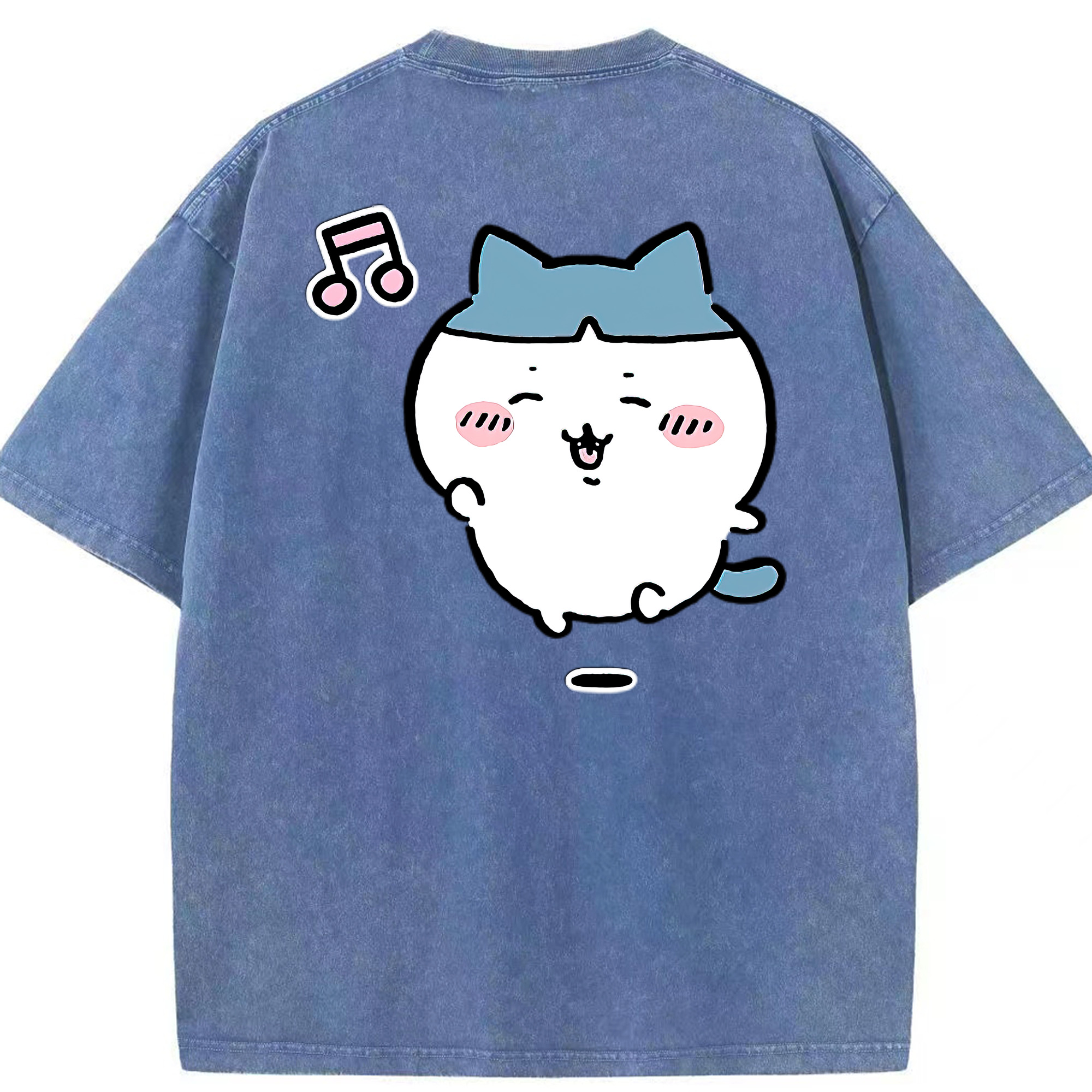 （画像用） ちいかわ ハチワレ Chii-kawa hachiware 綿100% ヴィンテージ風 半袖Tシャツ（背面プリント）