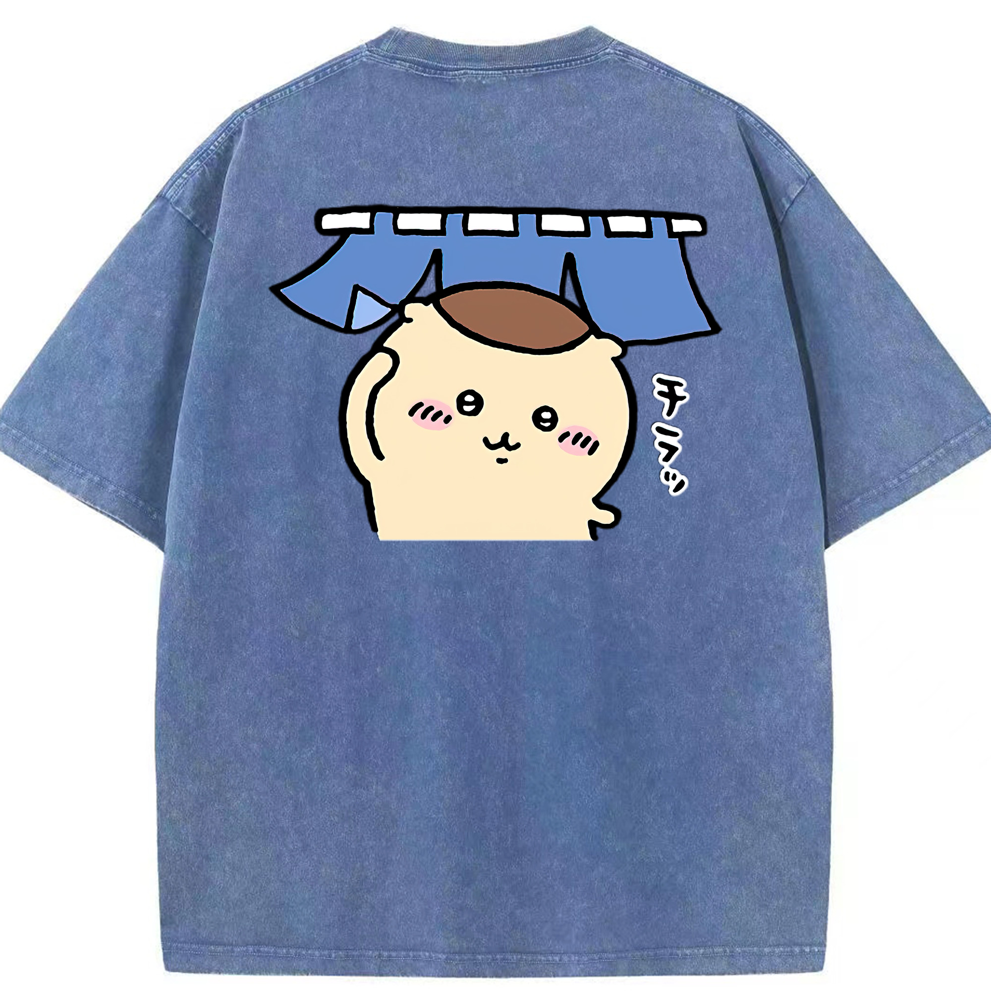 （画像用） ちいかわ くりまんじゅう Chii-kawa kuri manjū 綿100% ヴィンテージ風 半袖Tシャツ（背面プリント）