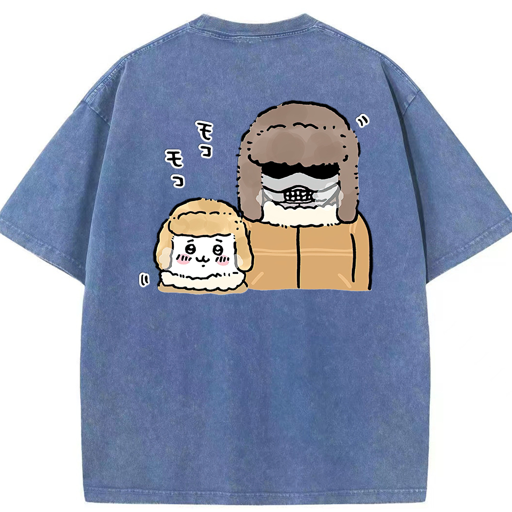 （画像用） ちいかわ 労働の鎧さん Chii-kawa Mr. Armor of Labor 綿100% ヴィンテージ風 半袖Tシャツ（背面プリント）