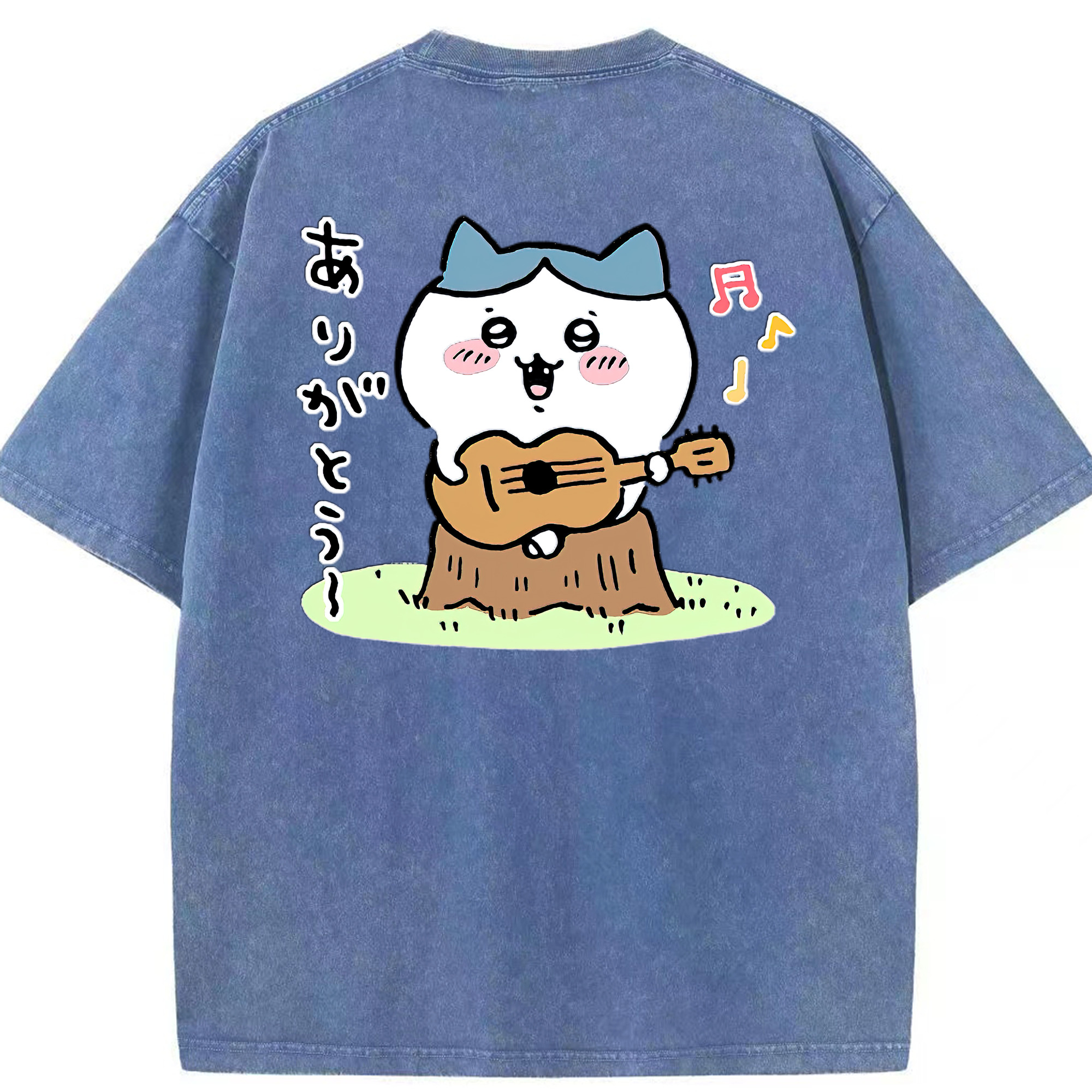 （画像用） ちいかわ ハチワレ Chii-kawa hachiware 綿100% ヴィンテージ風 半袖Tシャツ（背面プリント）