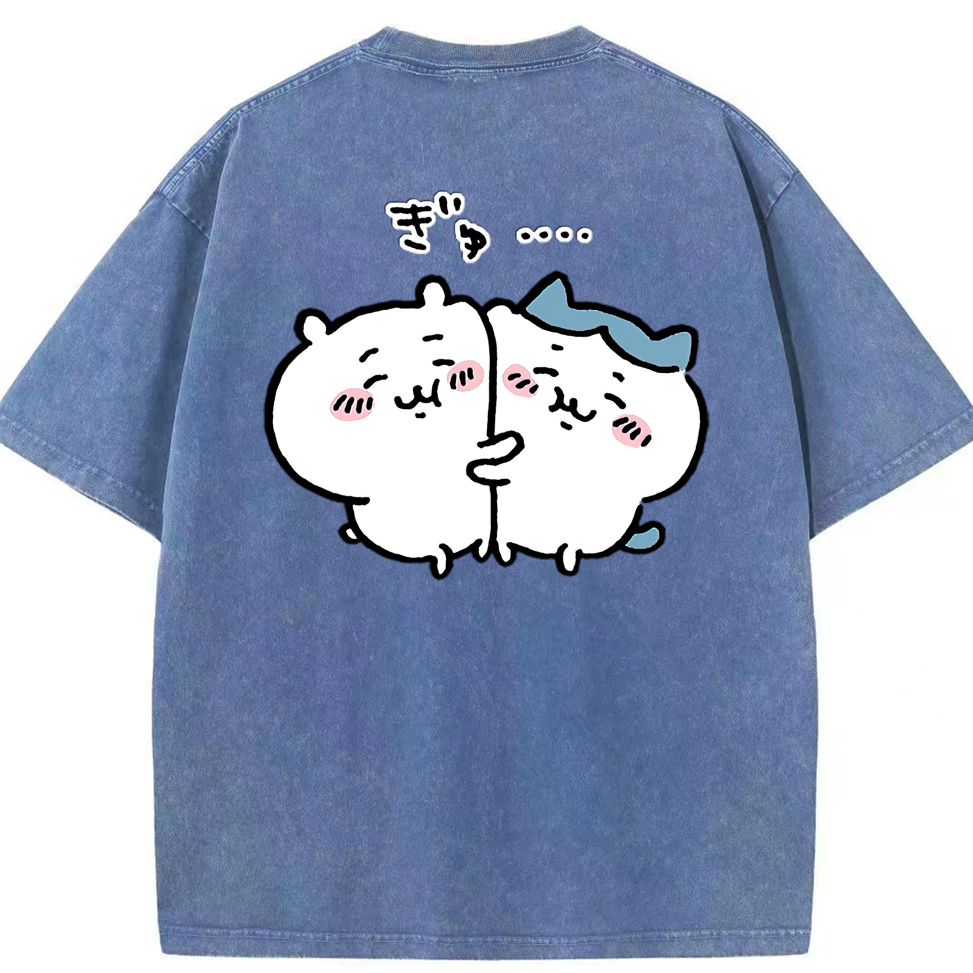 （画像用） ちいかわ ハチワレ Chii-kawa hachiware 綿100% ヴィンテージ風 半袖Tシャツ（背面プリント）