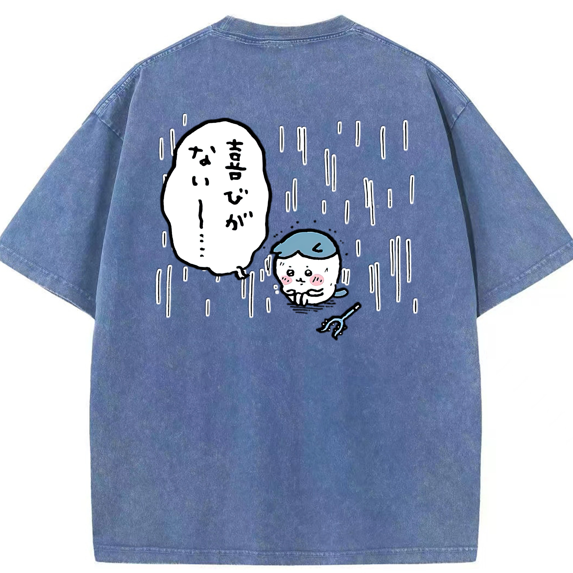 （画像用） ちいかわ ハチワレ Chii-kawa hachiware 綿100% ヴィンテージ風 半袖Tシャツ（背面プリント）
