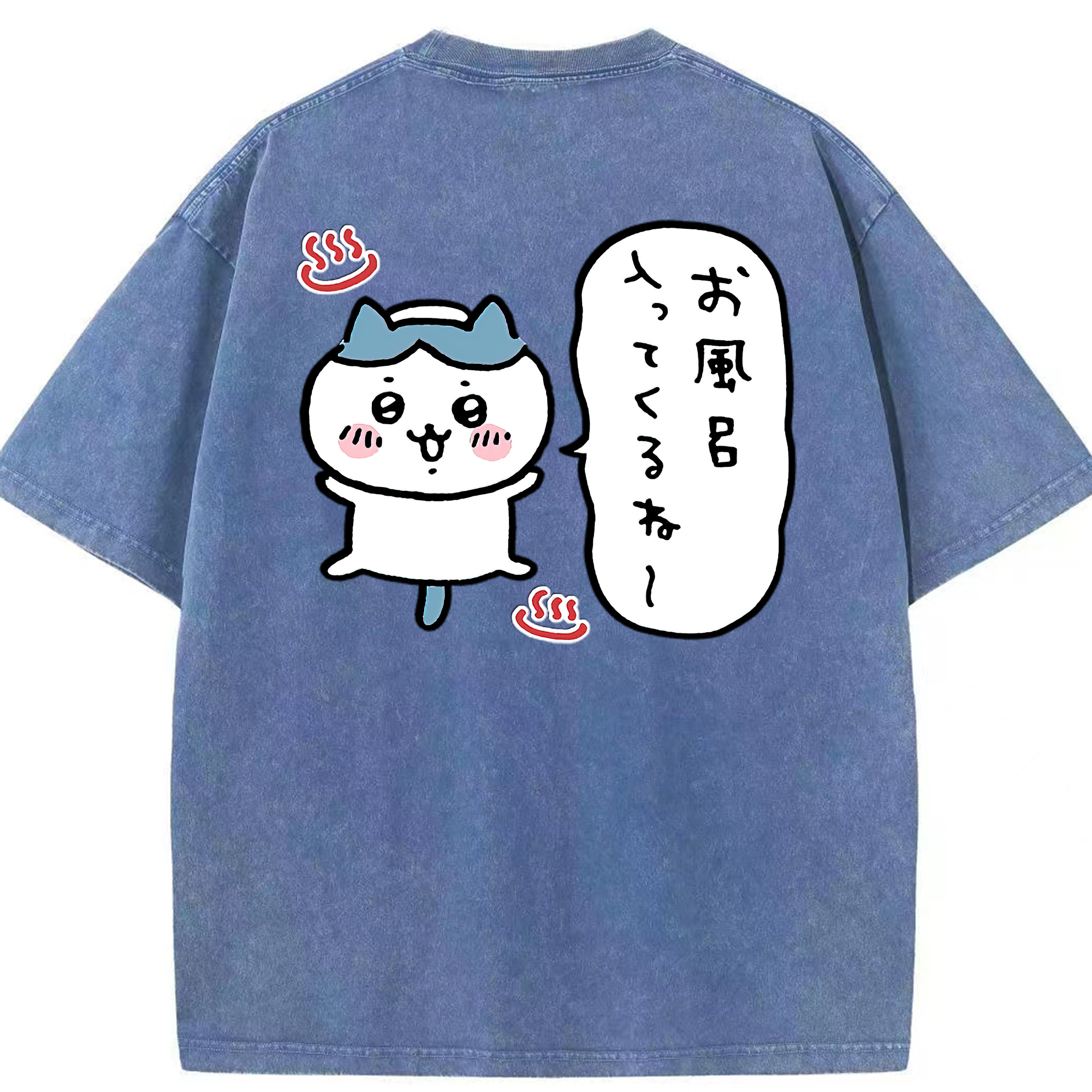 （画像用） ちいかわ ハチワレ Chii-kawa hachiware 綿100% ヴィンテージ風 半袖Tシャツ（背面プリント）