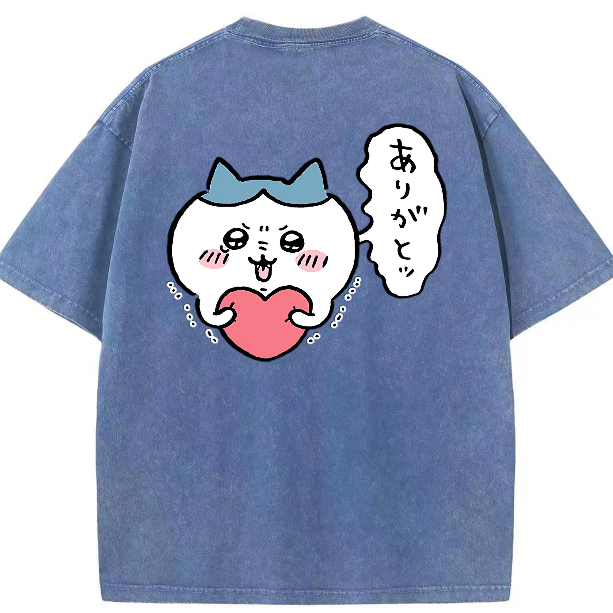 （画像用） ちいかわ ハチワレ Chii-kawa hachiware 綿100% ヴィンテージ風 半袖Tシャツ（背面プリント）