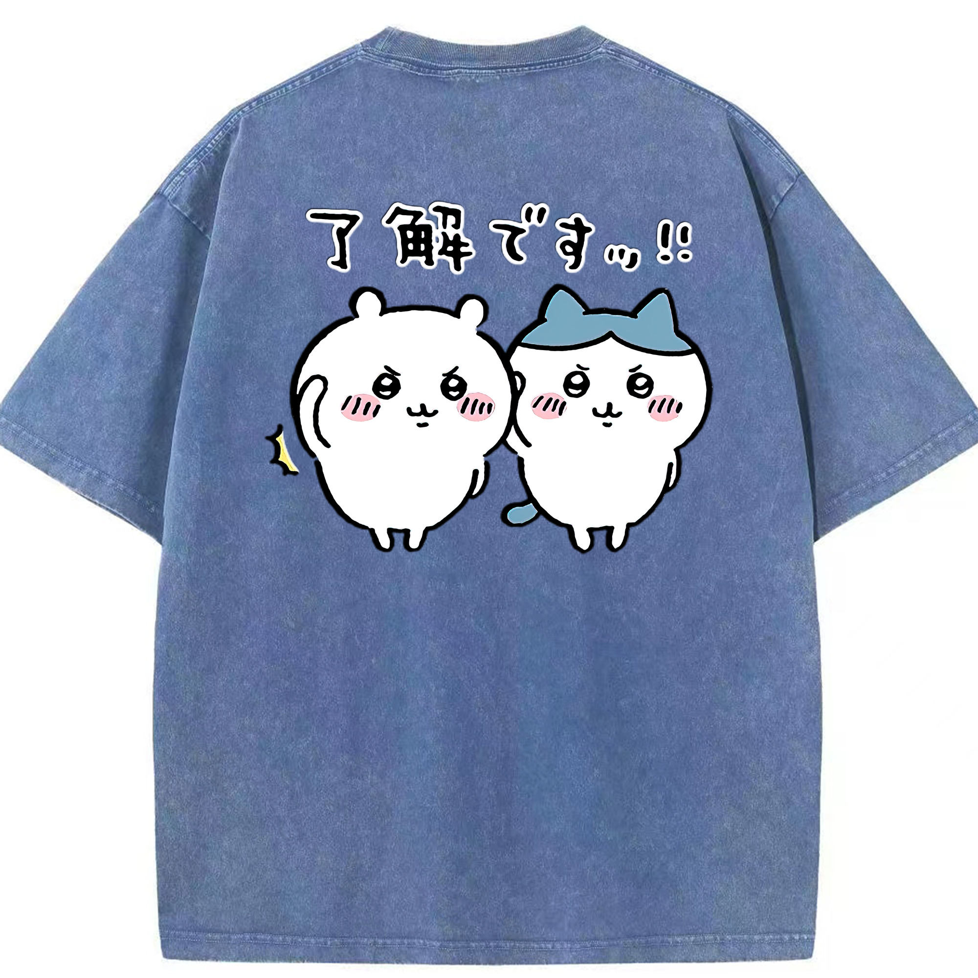 （画像用） ちいかわ ハチワレ Chii-kawa hachiware 綿100% ヴィンテージ風 半袖Tシャツ（背面プリント）