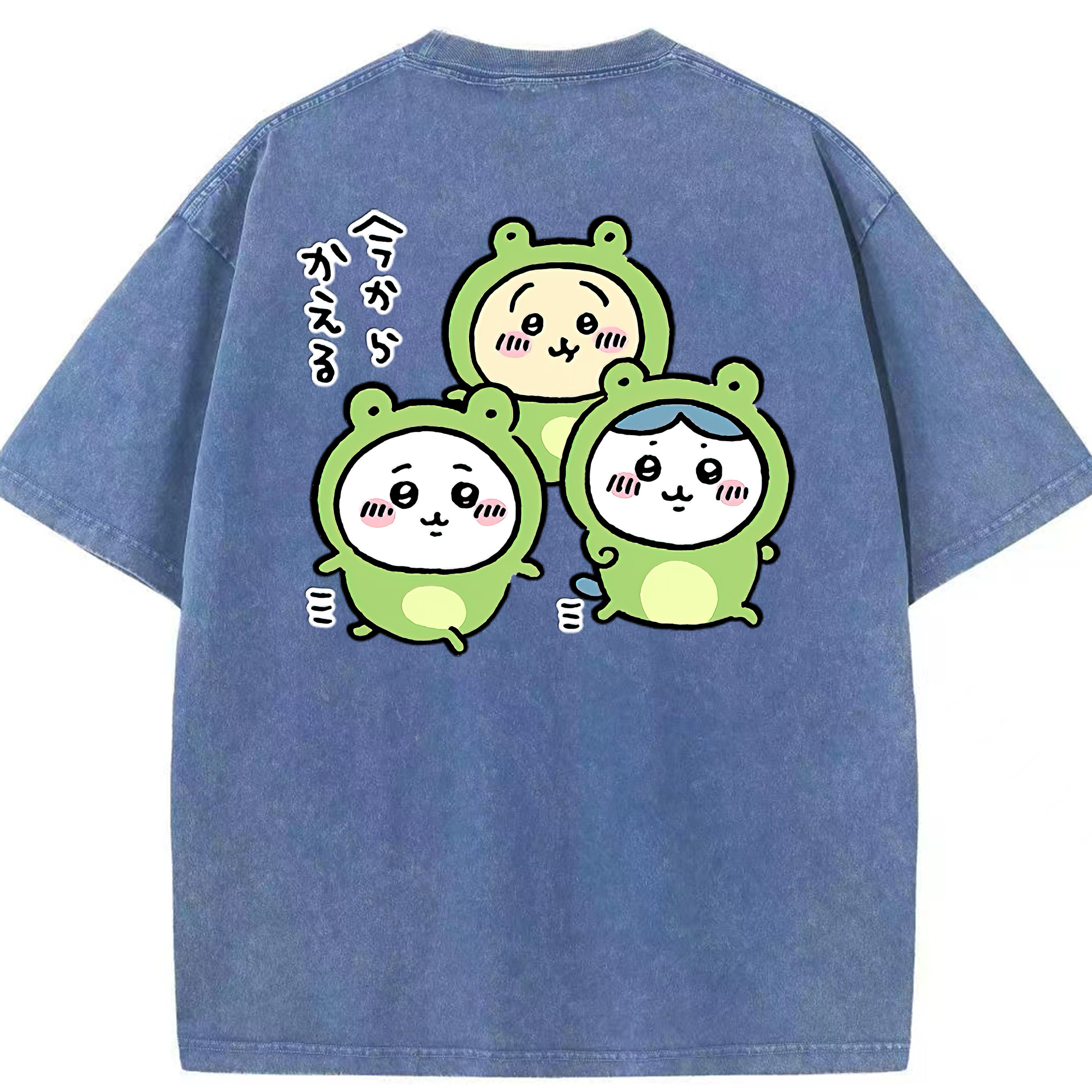 （画像用） ちいかわ ハチワレ Chii-kawa hachiware 綿100% ヴィンテージ風 半袖Tシャツ（背面プリント）