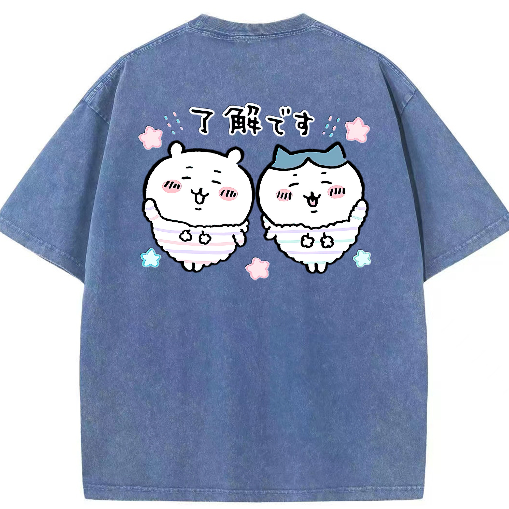 （画像用） ちいかわ ハチワレ Chii-kawa hachiware 綿100% ヴィンテージ風 半袖Tシャツ（背面プリント）