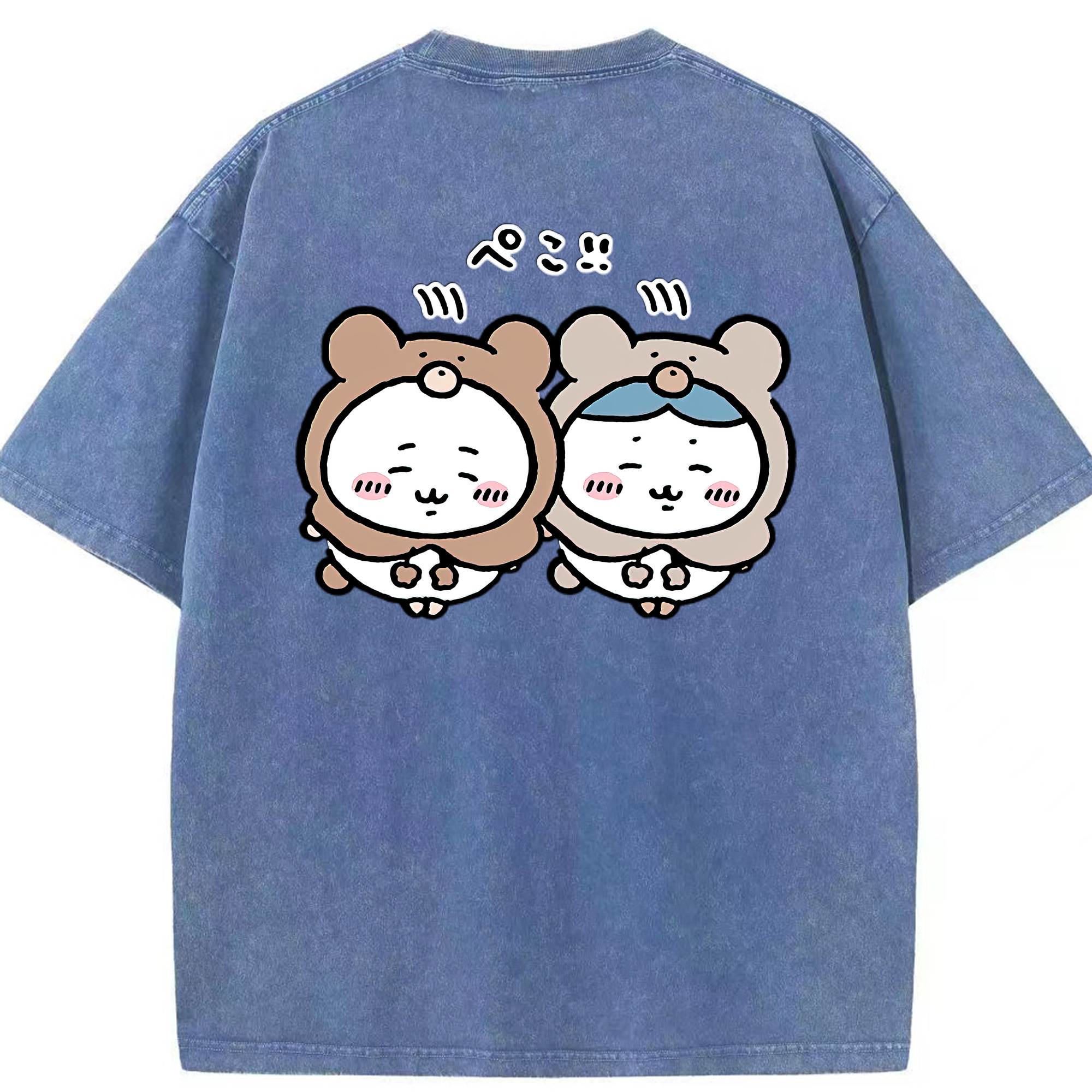 （画像用） ちいかわ ハチワレ Chii-kawa hachiware 綿100% ヴィンテージ風 半袖Tシャツ（背面プリント）