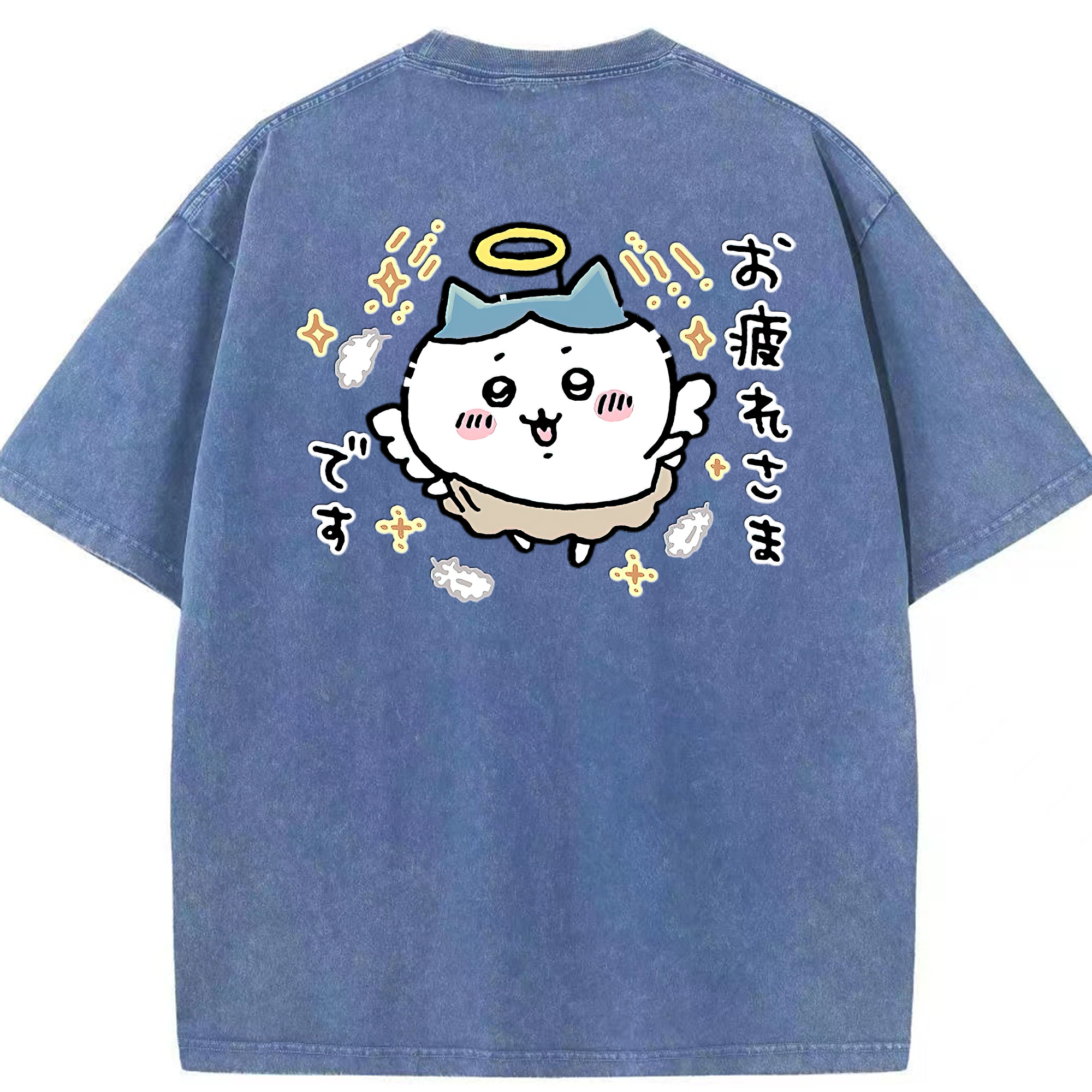 （画像用） ちいかわ ハチワレ Chii-kawa hachiware 綿100% ヴィンテージ風 半袖Tシャツ（背面プリント）