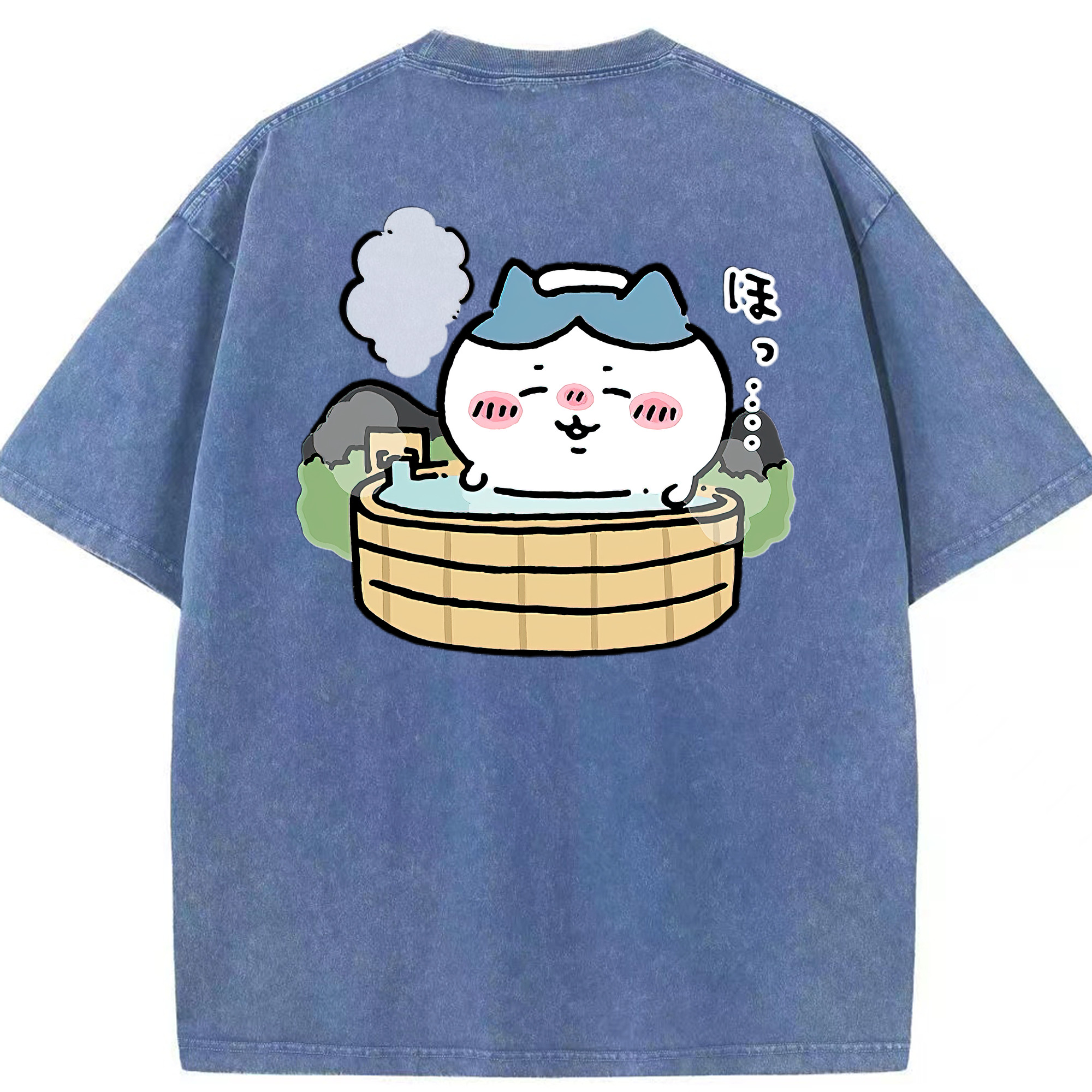 （画像用） ちいかわ ハチワレ Chii-kawa hachiware 綿100% ヴィンテージ風 半袖Tシャツ（背面プリント）