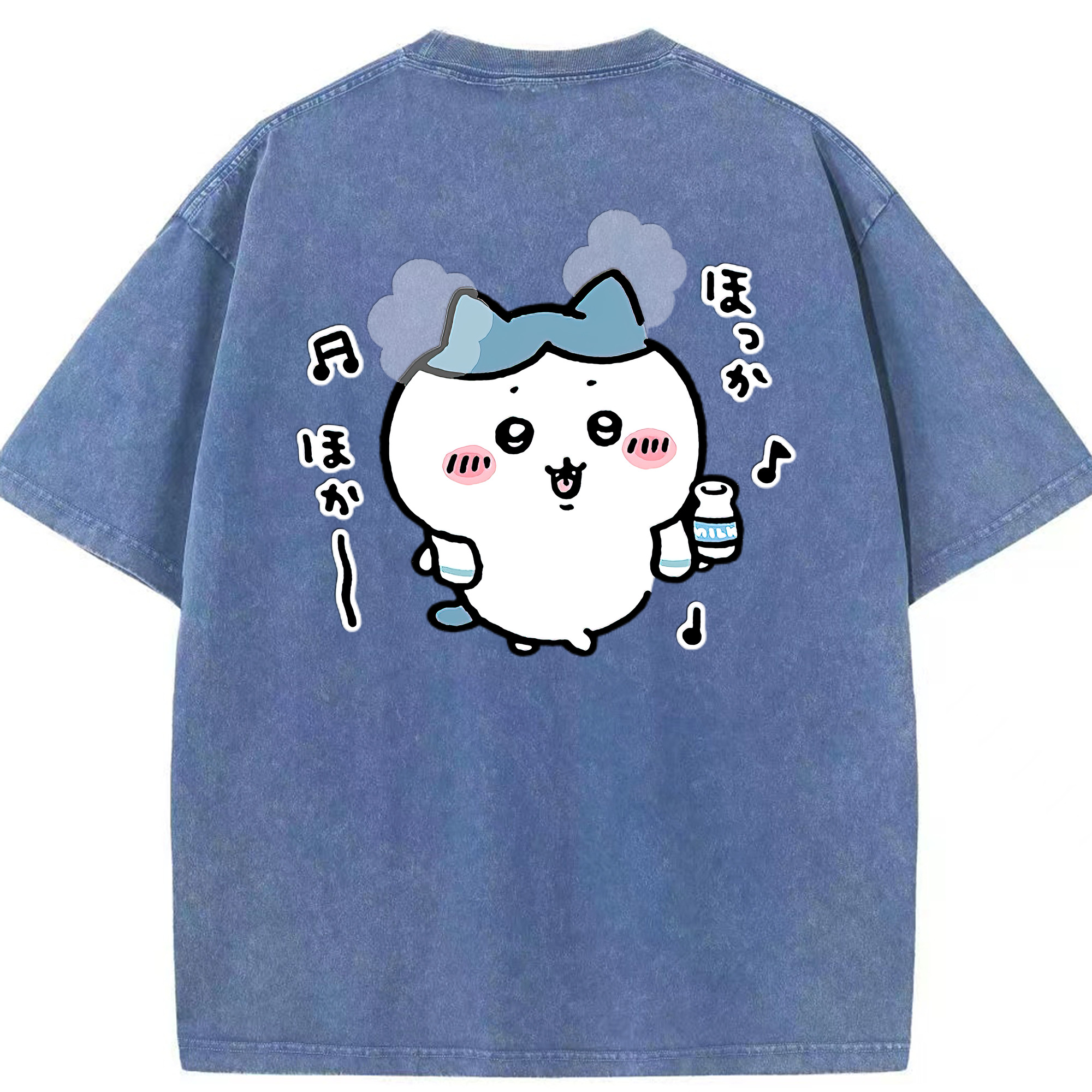 （画像用） ちいかわ ハチワレ Chii-kawa hachiware 綿100% ヴィンテージ風 半袖Tシャツ（背面プリント）
