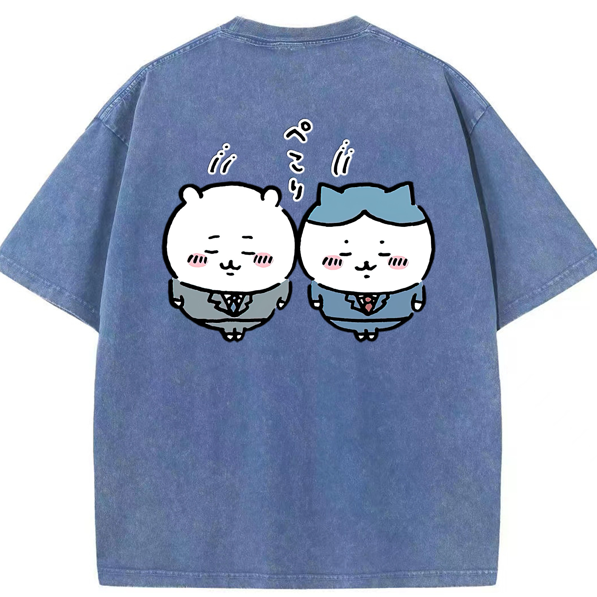 （画像用） ちいかわ ハチワレ Chii-kawa hachiware 綿100% ヴィンテージ風 半袖Tシャツ（背面プリント）
