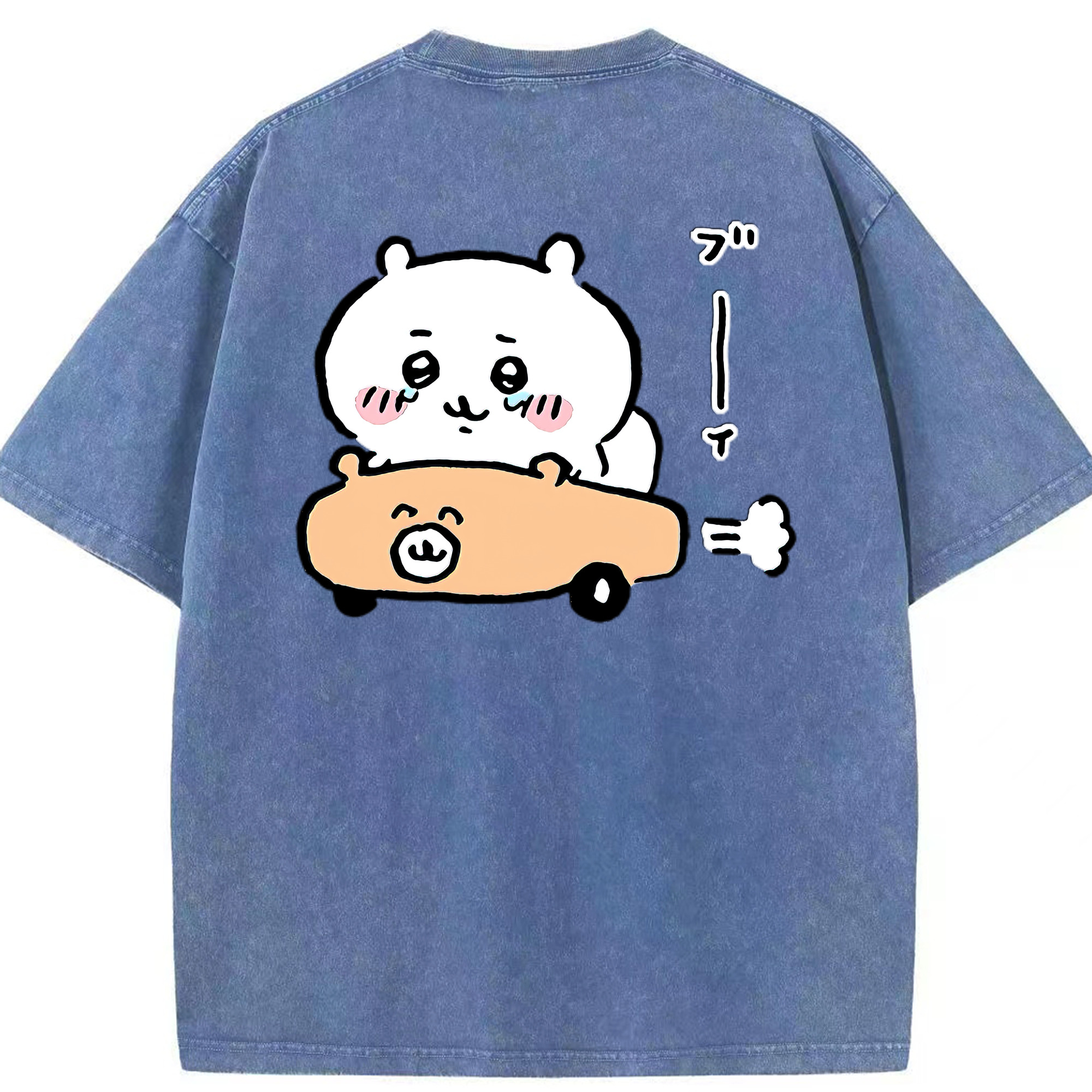 （画像用） ちいかわ ちいかわ Chii-kawa chiikawa 綿100% ヴィンテージ風 半袖Tシャツ（背面プリント）