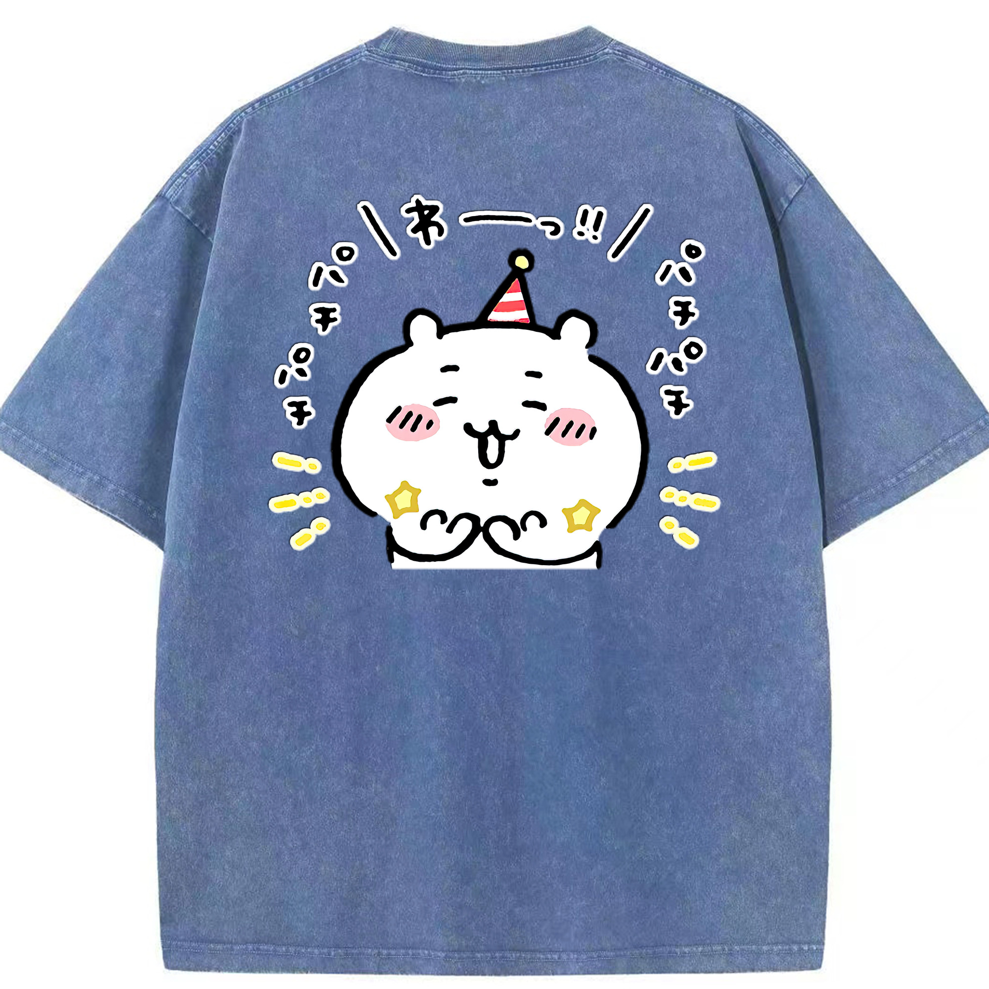 （画像用） ちいかわ ちいかわ Chii-kawa chiikawa 綿100% ヴィンテージ風 半袖Tシャツ（背面プリント）