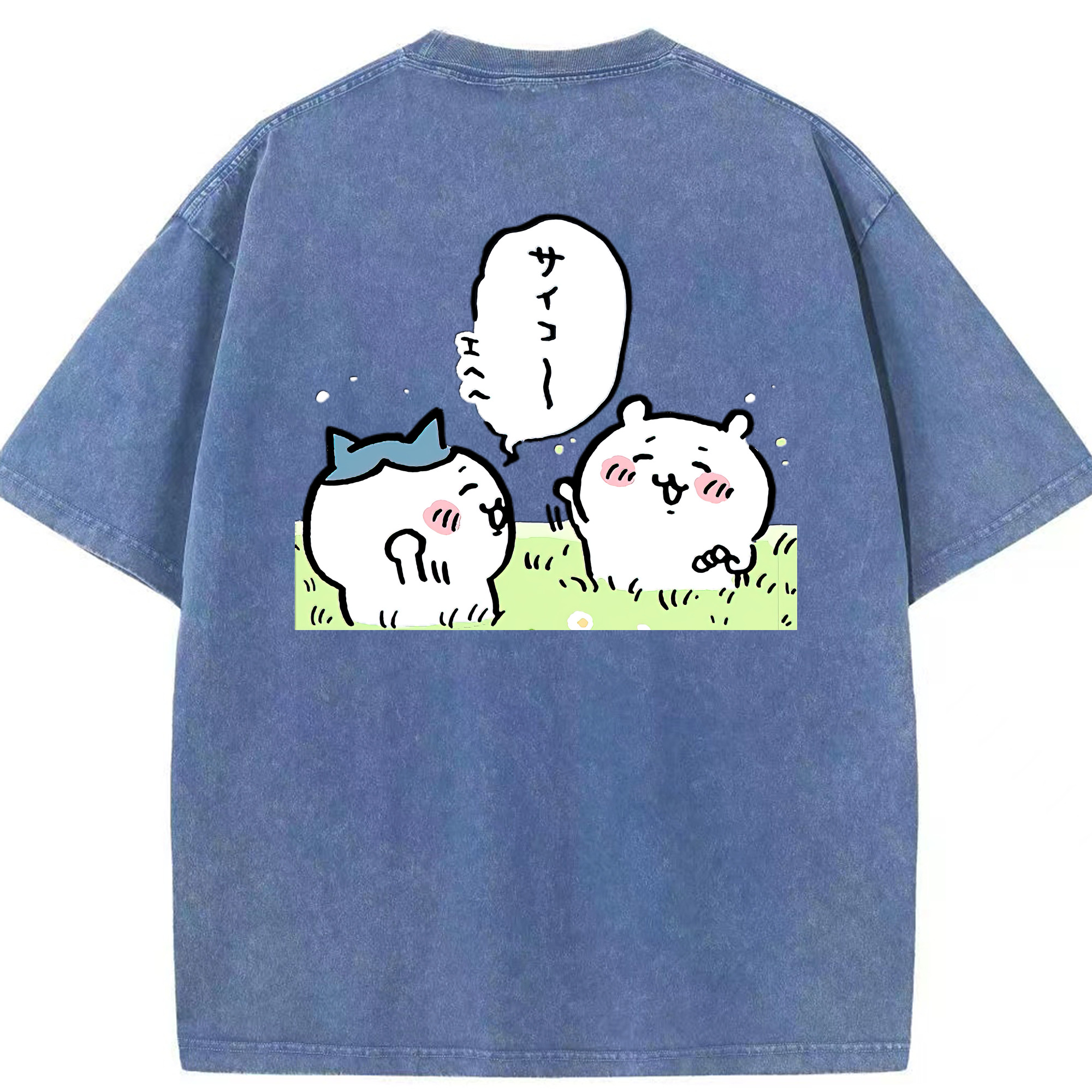 （画像用） ちいかわ ちいかわ Chii-kawa chiikawa 綿100% ヴィンテージ風 半袖Tシャツ（背面プリント）