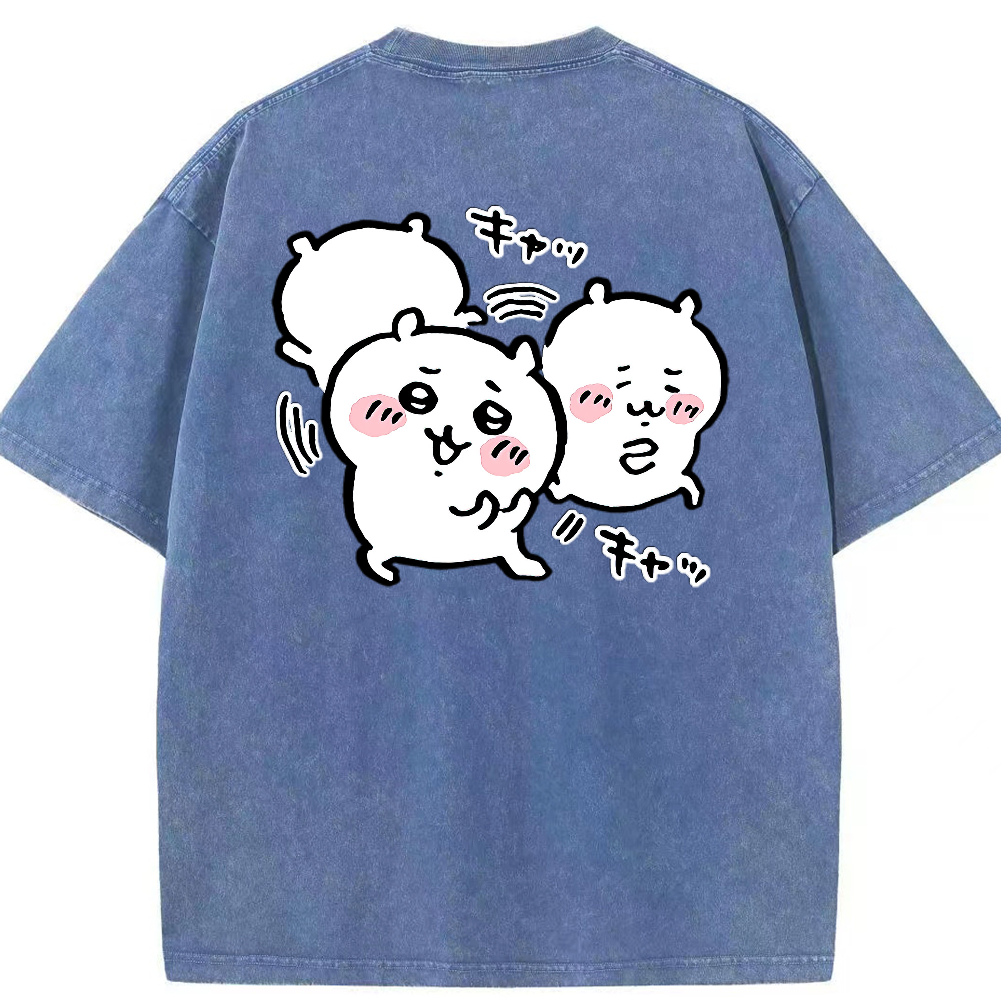 （画像用） ちいかわ ちいかわ Chii-kawa chiikawa 綿100% ヴィンテージ風 半袖Tシャツ（背面プリント）