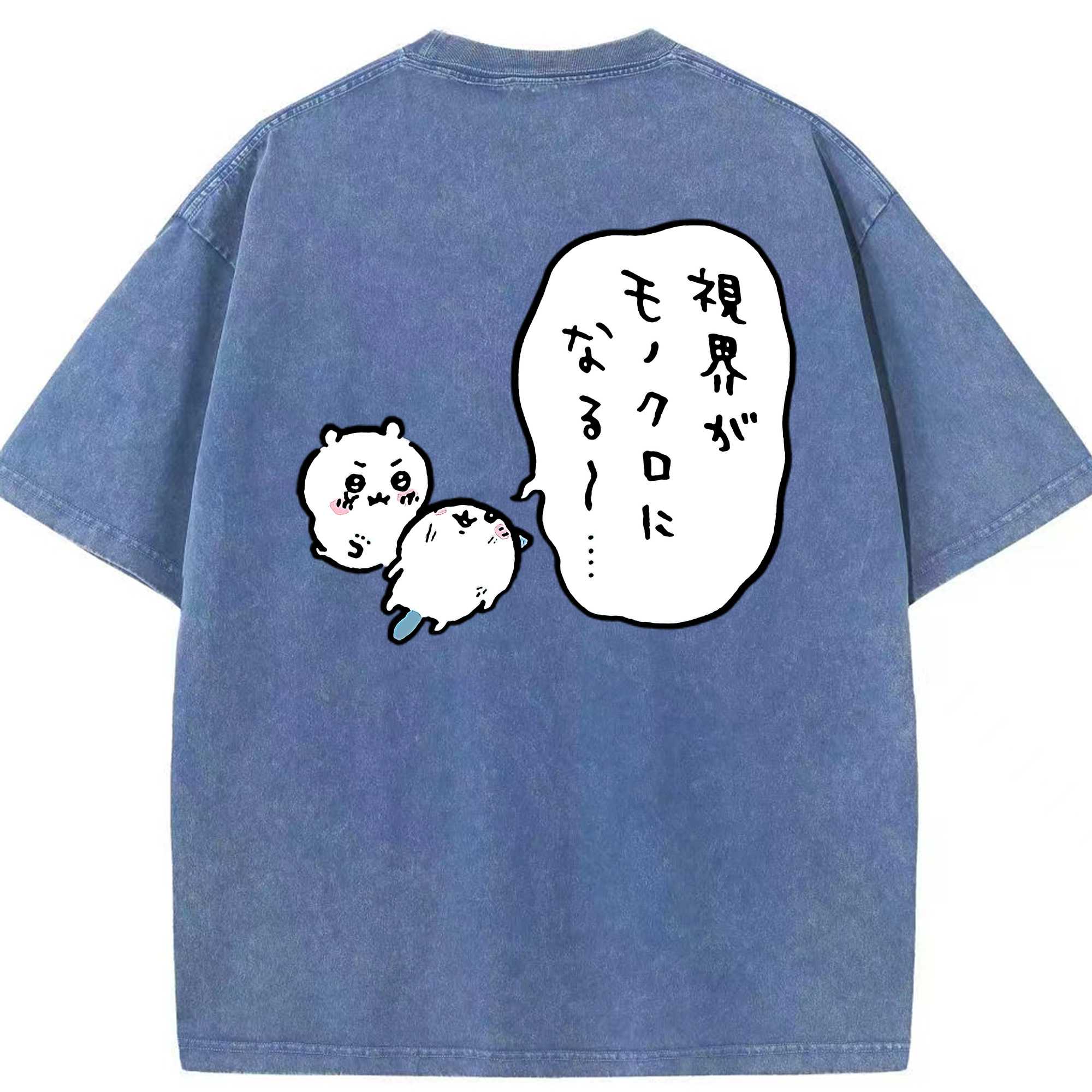 （画像用） ちいかわ ちいかわ Chii-kawa chiikawa 綿100% ヴィンテージ風 半袖Tシャツ（背面プリント）