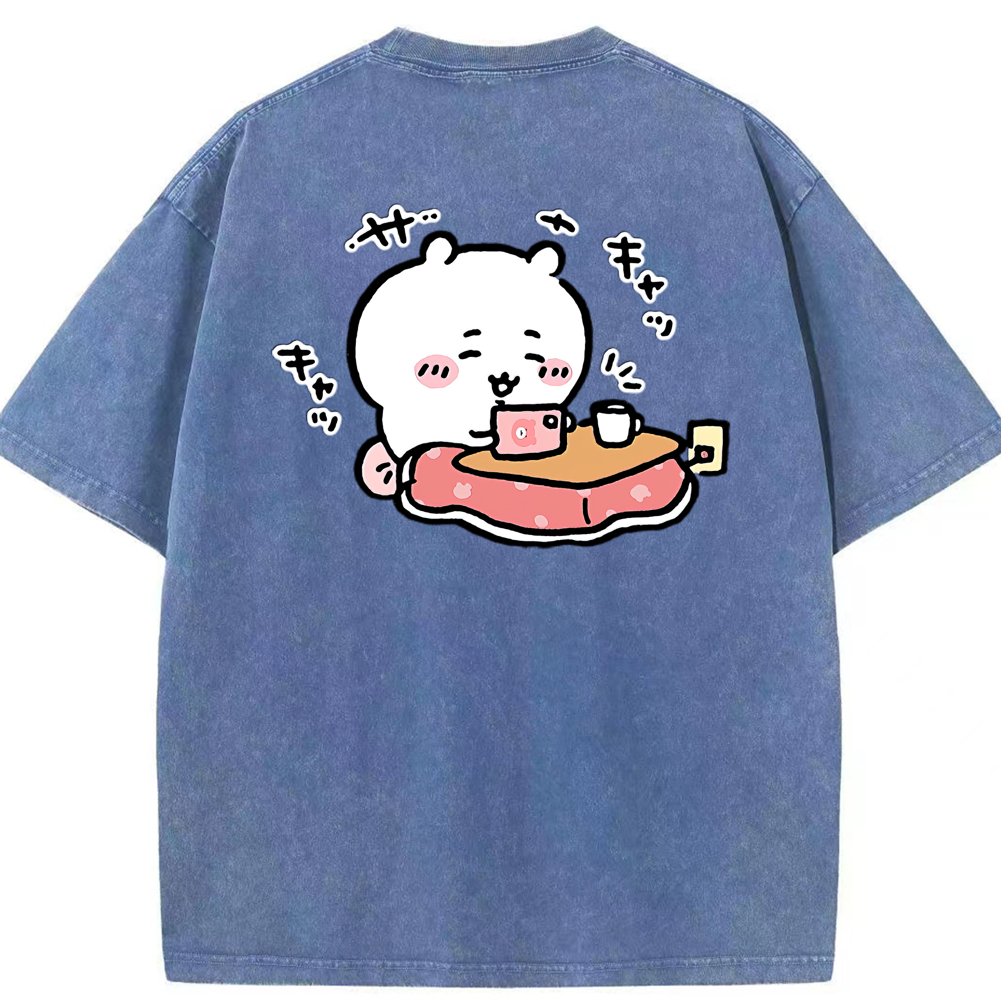（画像用） ちいかわ ちいかわ Chii-kawa chiikawa 綿100% ヴィンテージ風 半袖Tシャツ（背面プリント）