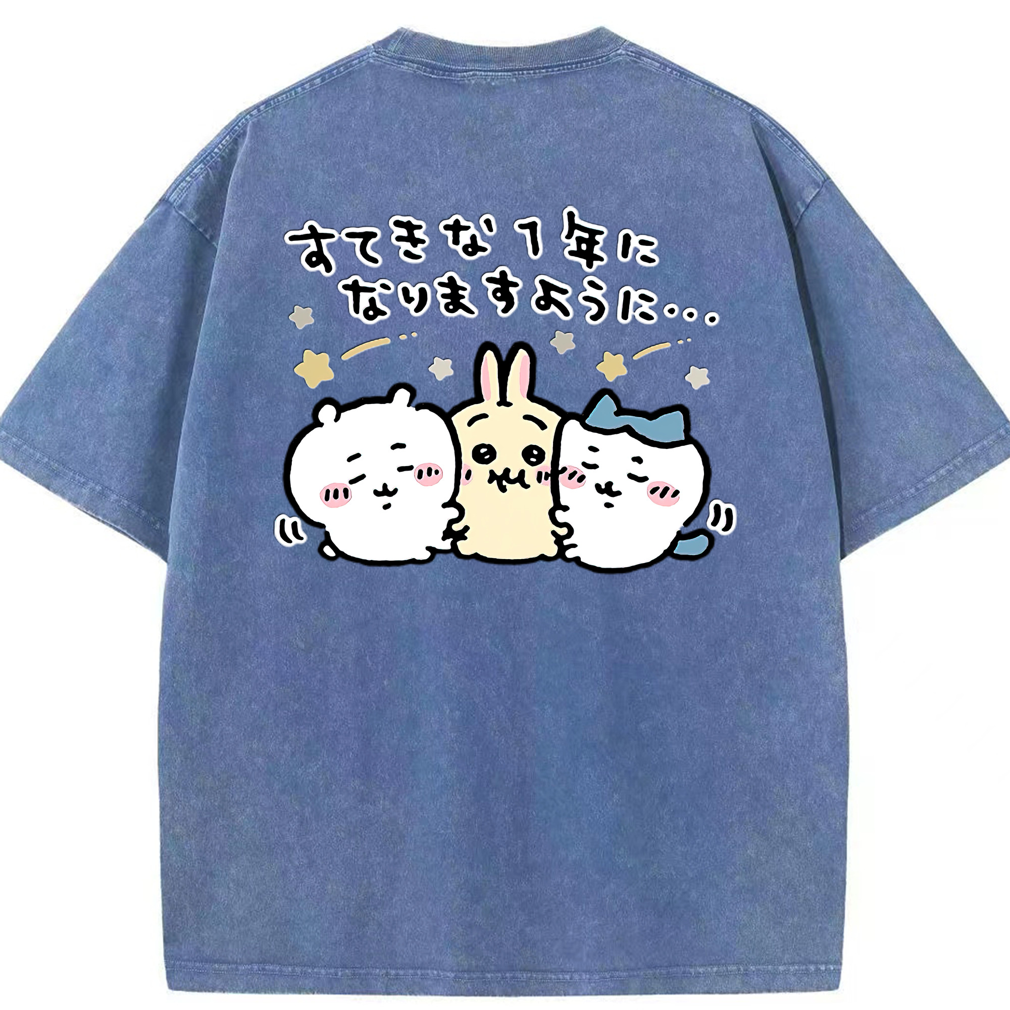 （画像用） ちいかわ ちいかわ Chii-kawa chiikawa 綿100% ヴィンテージ風 半袖Tシャツ（背面プリント）