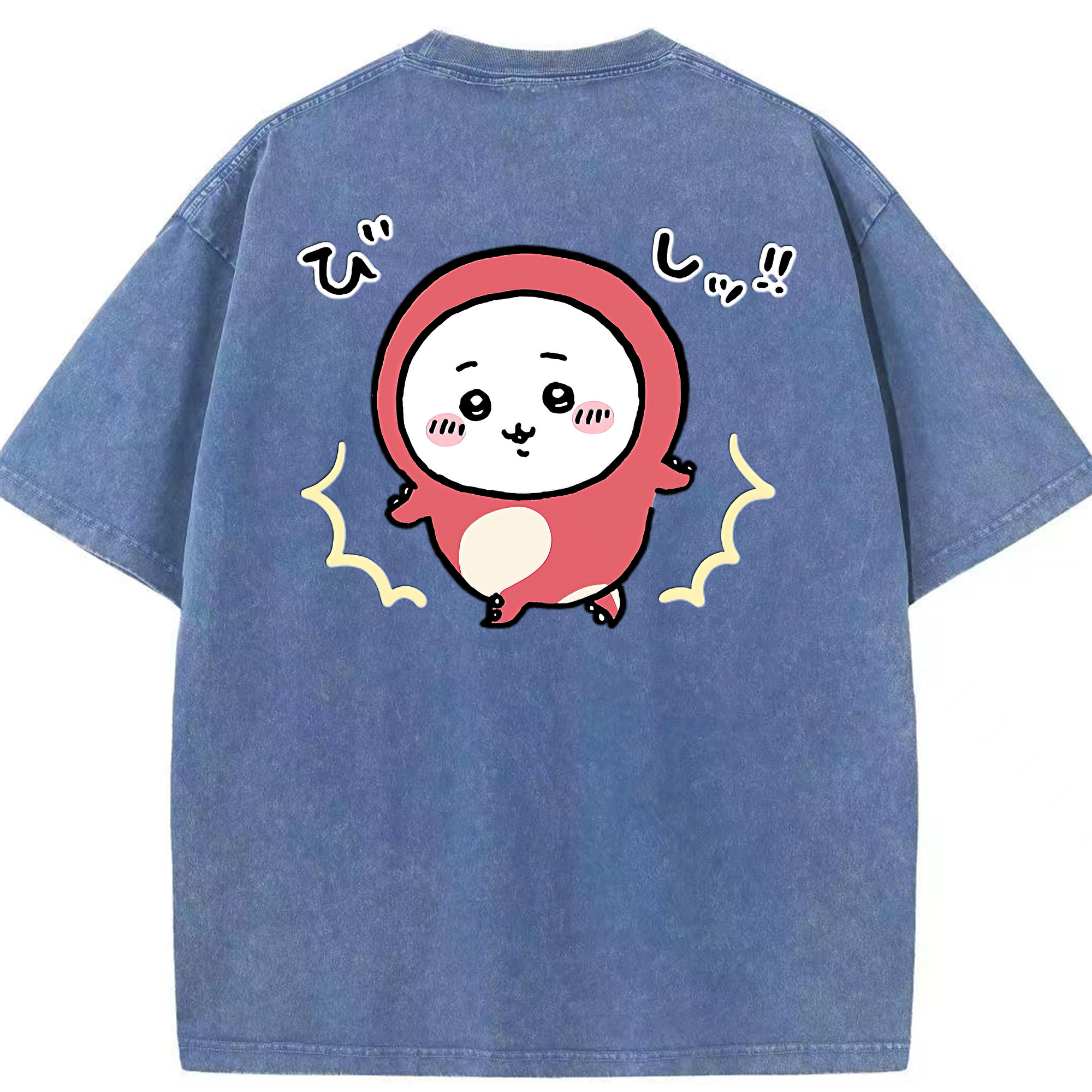 （画像用） ちいかわ ちいかわ Chii-kawa chiikawa 綿100% ヴィンテージ風 半袖Tシャツ（背面プリント）