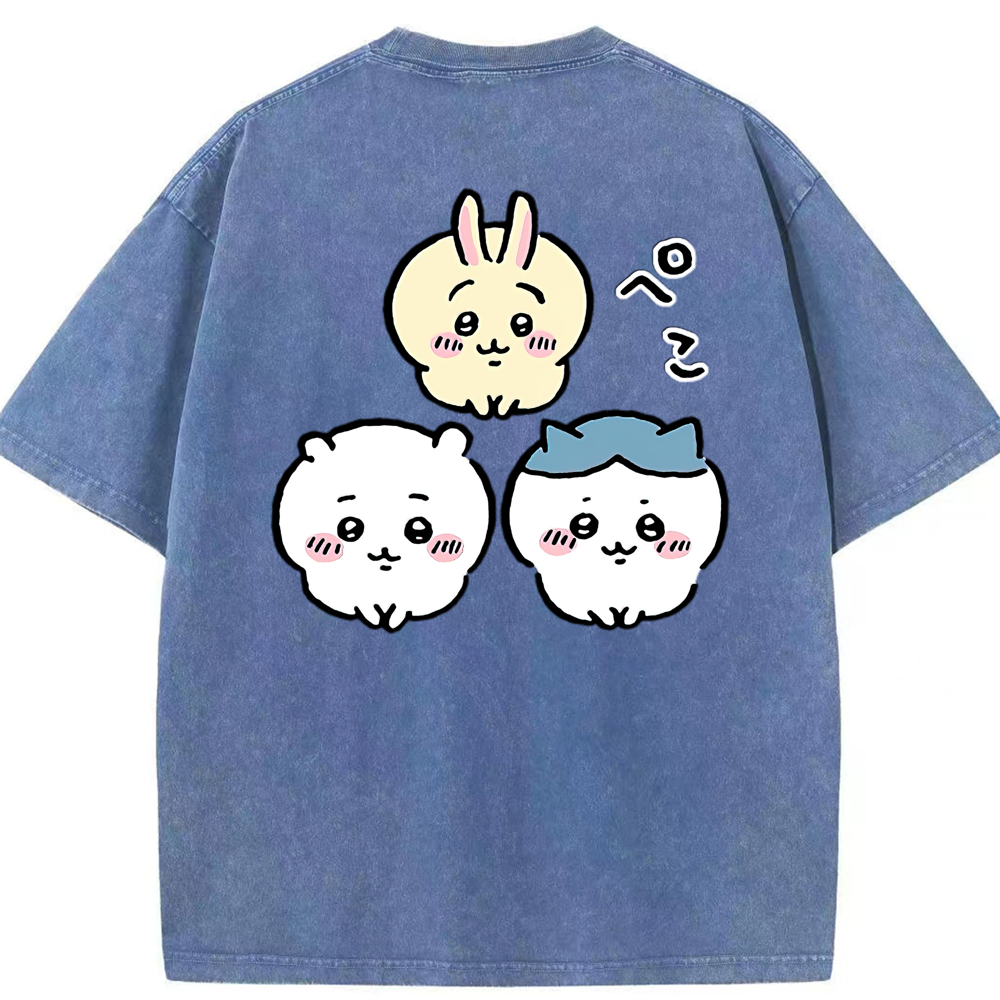 （画像用） ちいかわ うさぎ Chii-kawa usagi 綿100% ヴィンテージ風 半袖Tシャツ（背面プリント）