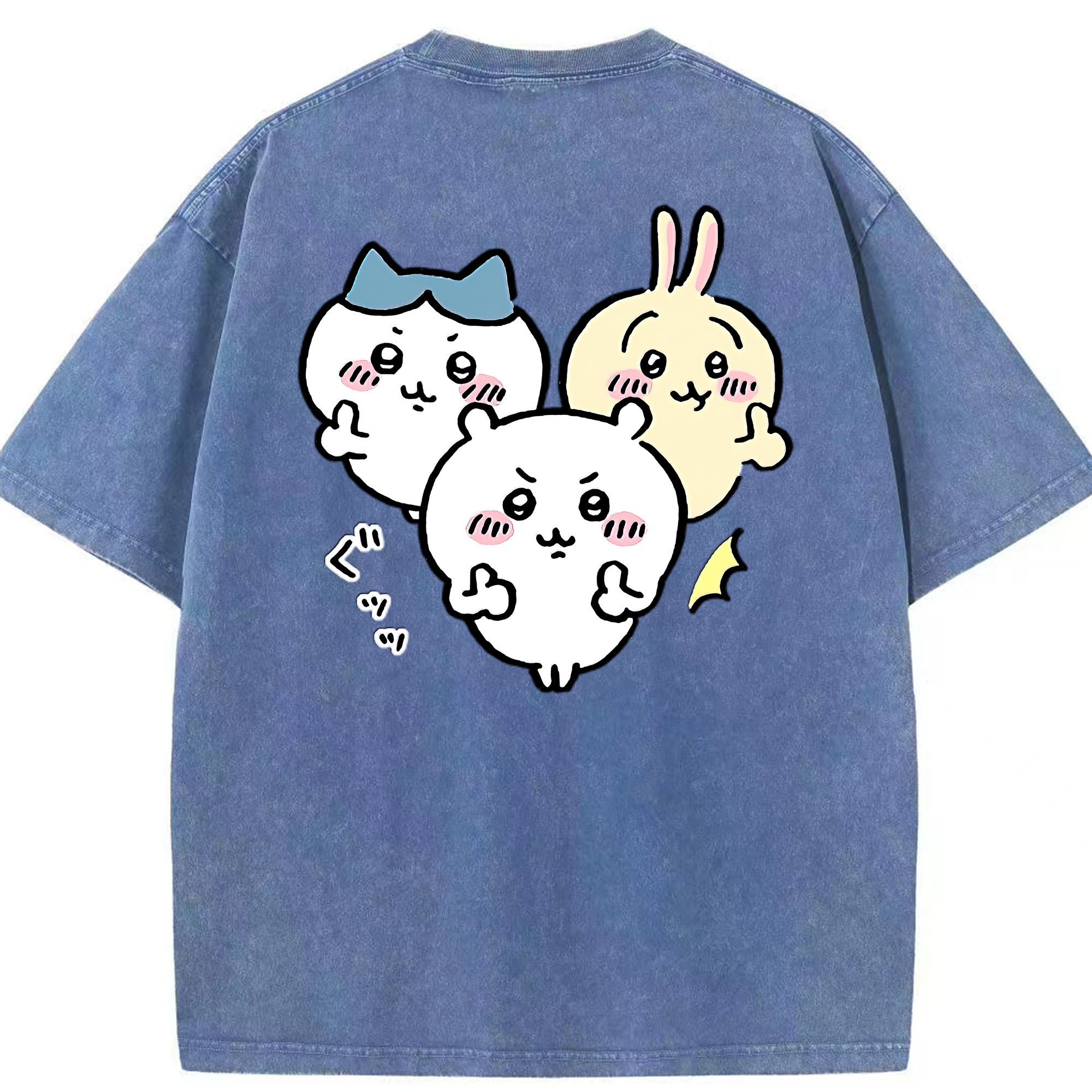 （画像用） ちいかわ うさぎ Chii-kawa usagi 綿100% ヴィンテージ風 半袖Tシャツ（背面プリント）