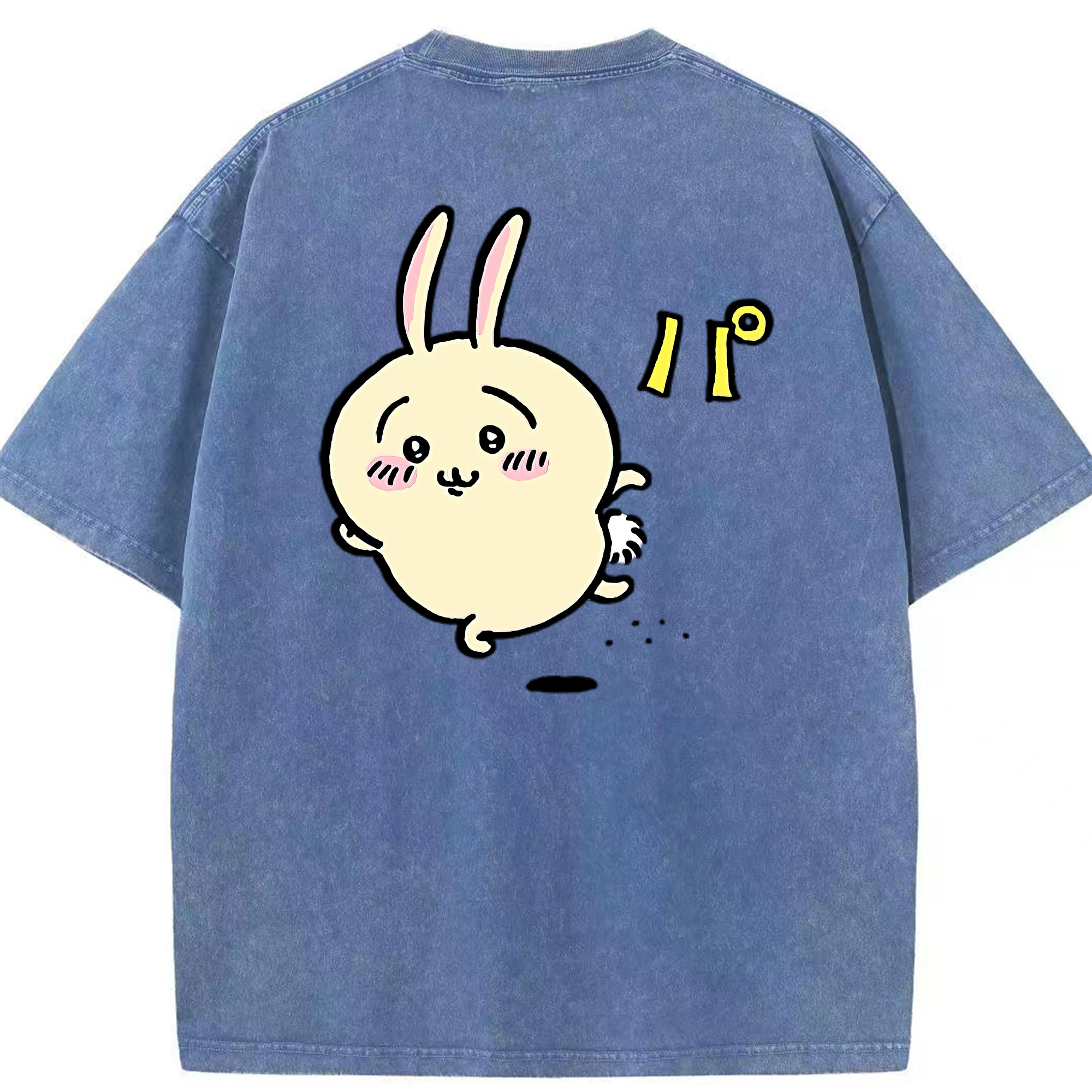 （画像用） ちいかわ うさぎ Chii-kawa usagi 綿100% ヴィンテージ風 半袖Tシャツ（背面プリント）