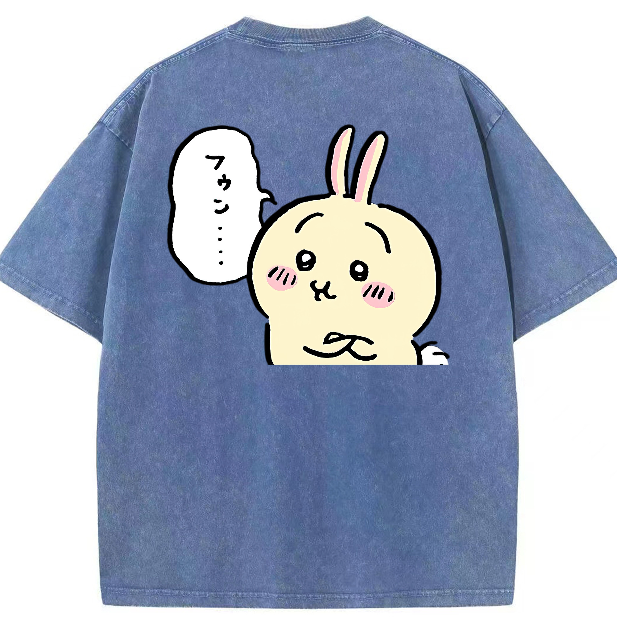 （画像用） ちいかわ うさぎ Chii-kawa usagi 綿100% ヴィンテージ風 半袖Tシャツ（背面プリント）