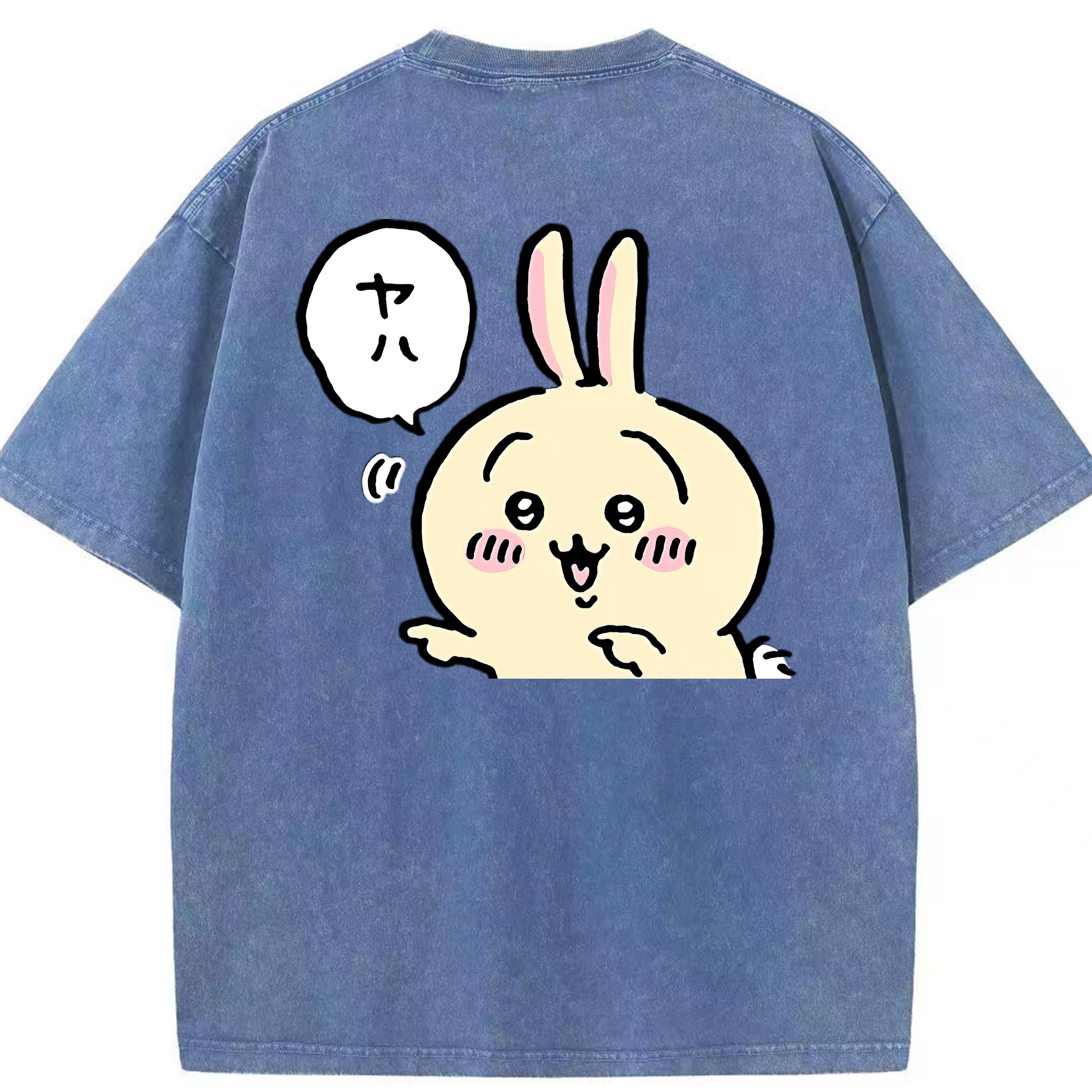 （画像用） ちいかわ うさぎ Chii-kawa usagi 綿100% ヴィンテージ風 半袖Tシャツ（背面プリント）