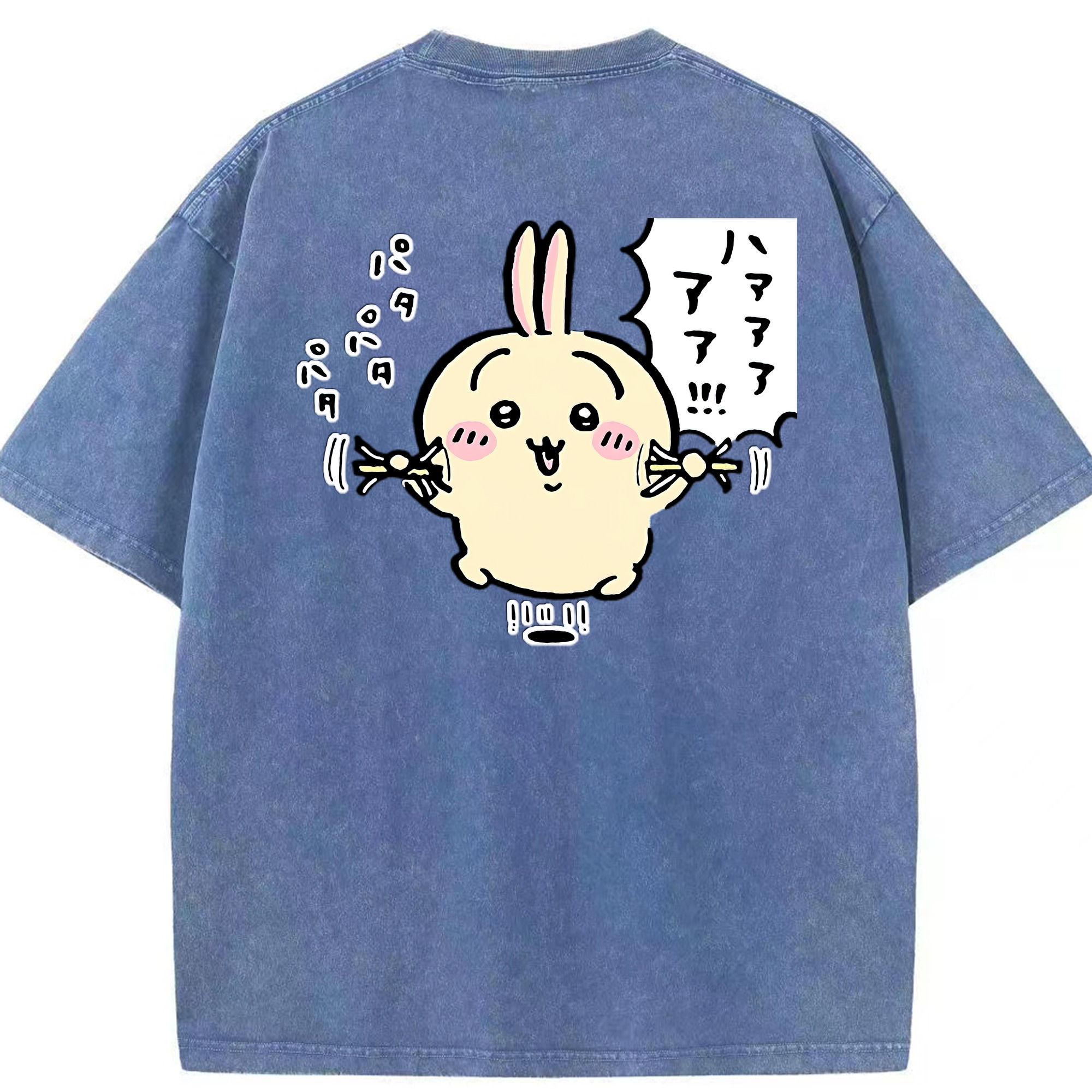 （画像用） ちいかわ うさぎ Chii-kawa usagi 綿100% ヴィンテージ風 半袖Tシャツ（背面プリント）
