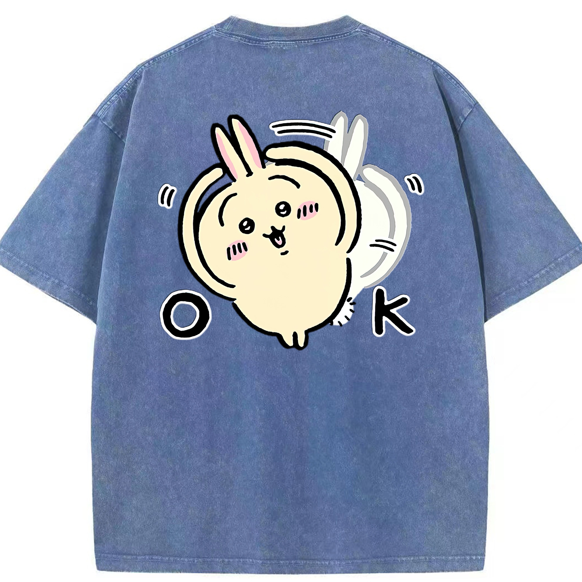 （画像用） ちいかわ うさぎ Chii-kawa usagi 綿100% ヴィンテージ風 半袖Tシャツ（背面プリント）