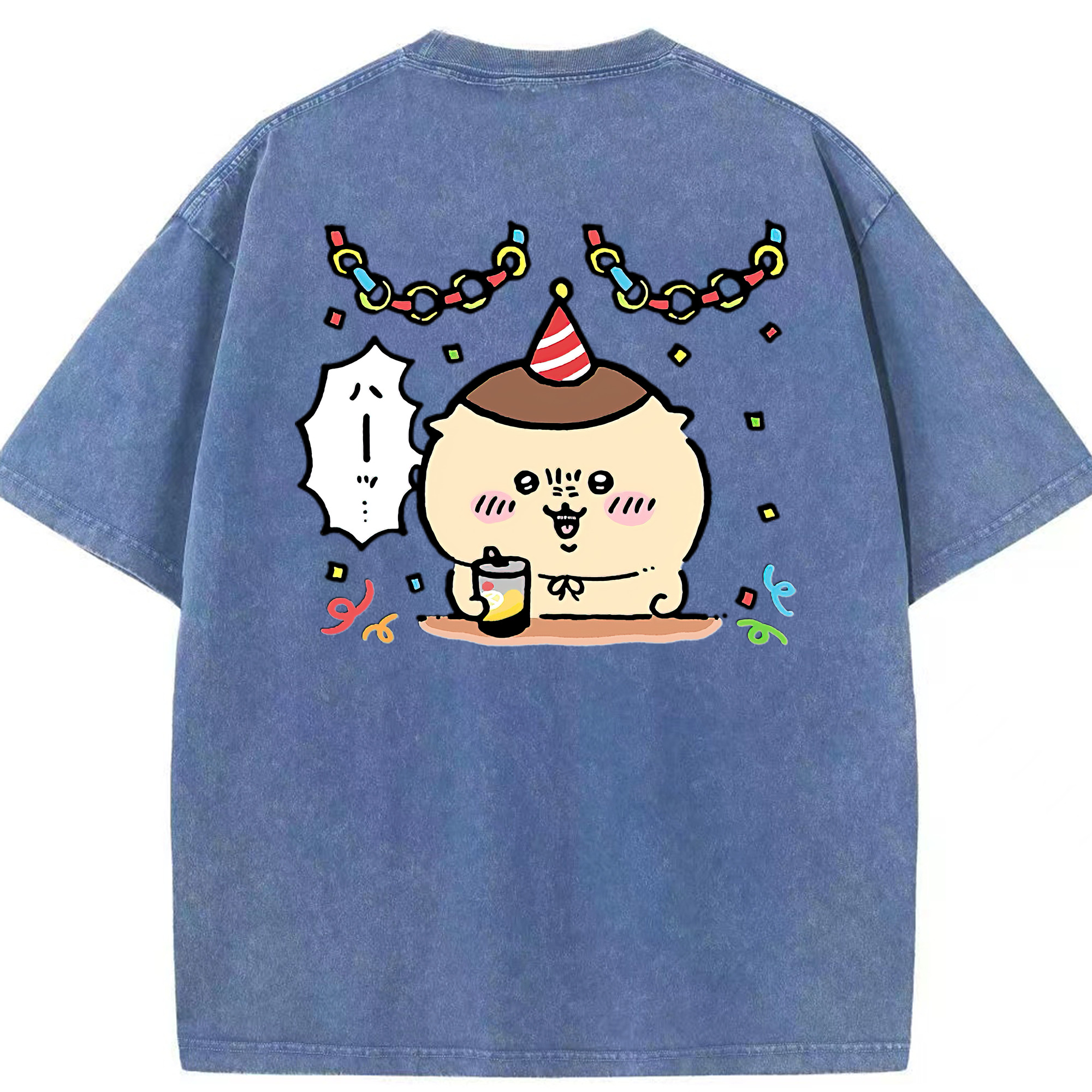 （画像用） ちいかわ くりまんじゅう Chii-kawa kuri manjū 綿100% ヴィンテージ風 半袖Tシャツ（背面プリント）