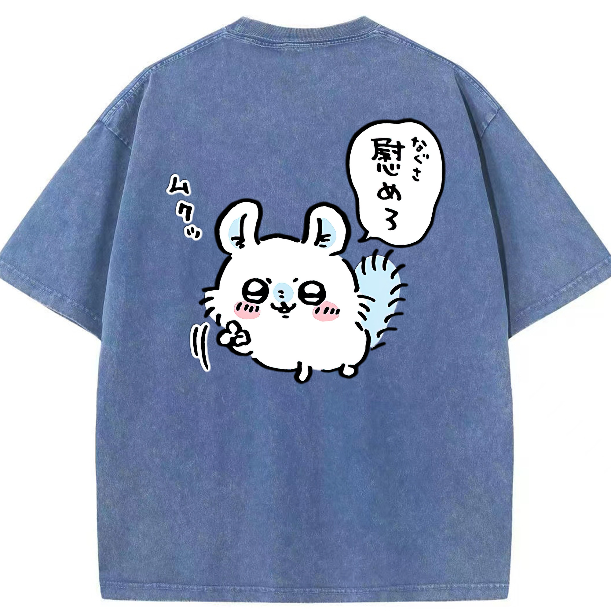 （画像用） ちいかわ モモンガ Chii-kawa Momonga 綿100% ヴィンテージ風 半袖Tシャツ（背面プリント）